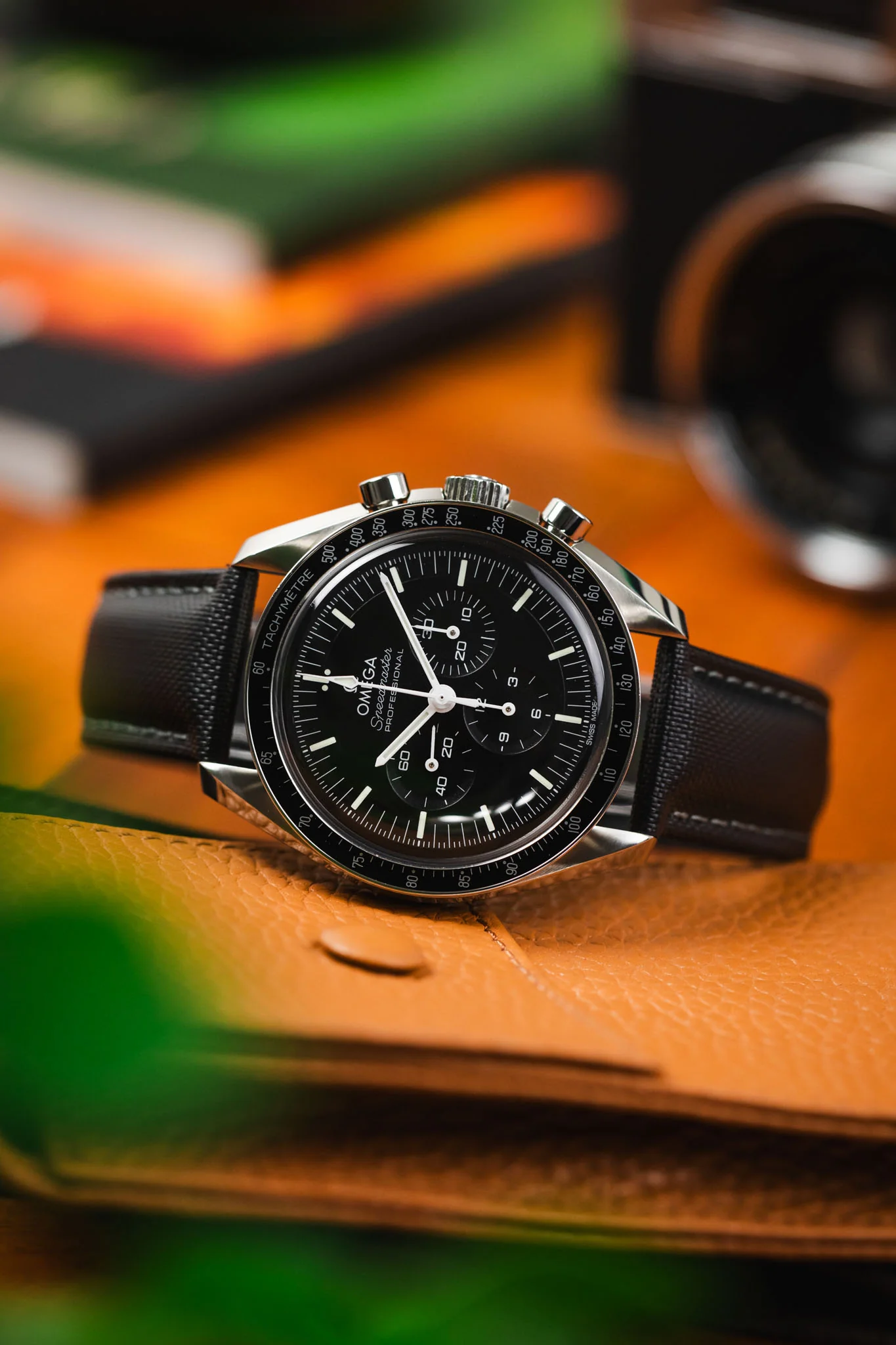 Artem Straps Loop-Less Black Sailcloth Watch Strap with Grey Stitching - Image 4