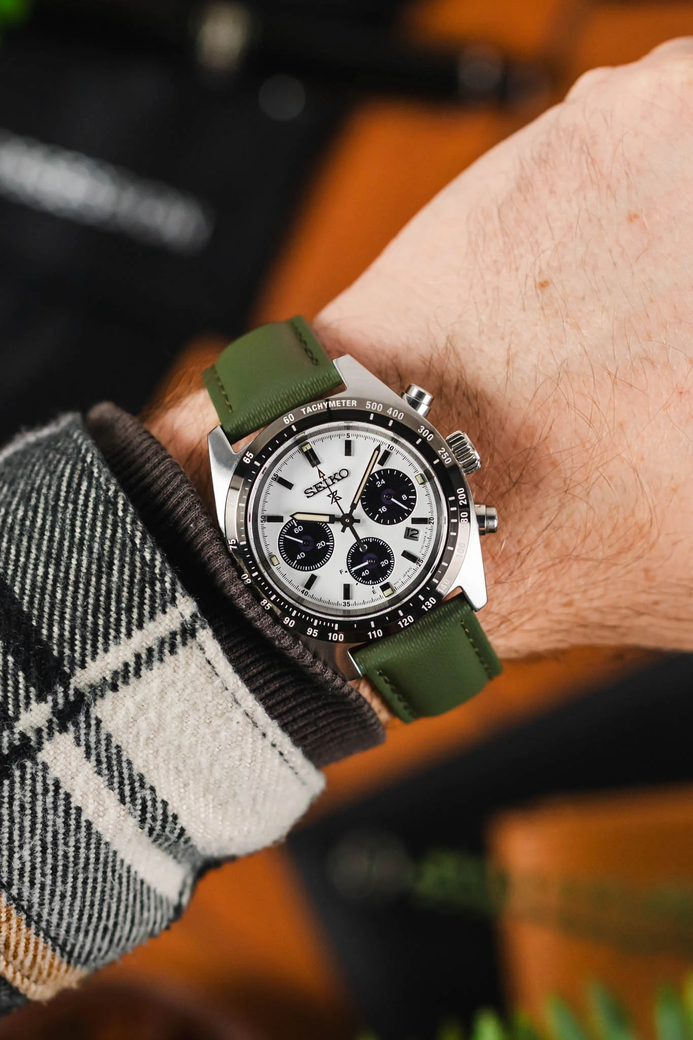 Artem Straps Loop-less™ Green Sailcloth Watch Strap with Green Stitching - Image 2