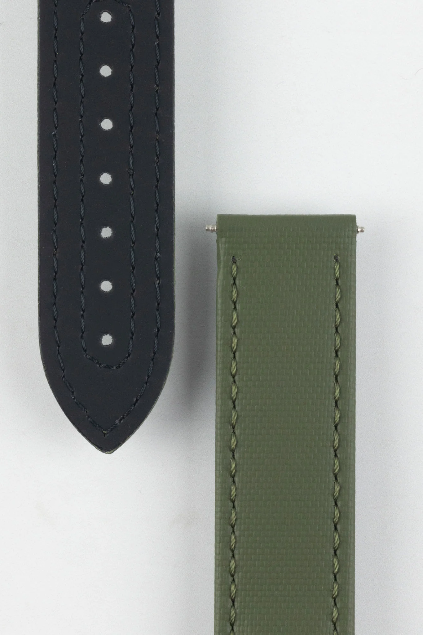 Artem Straps Loop-less™ Green Sailcloth Watch Strap with Green Stitching - Image 3