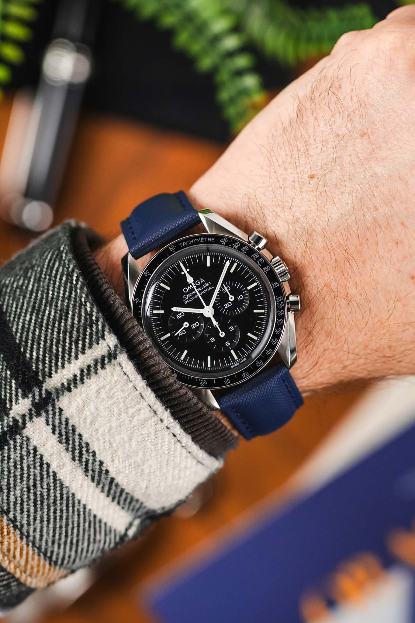Artem Straps Loop-less™ Navy Blue Sailcloth Watch Strap with Blue Stitching - Image 2
