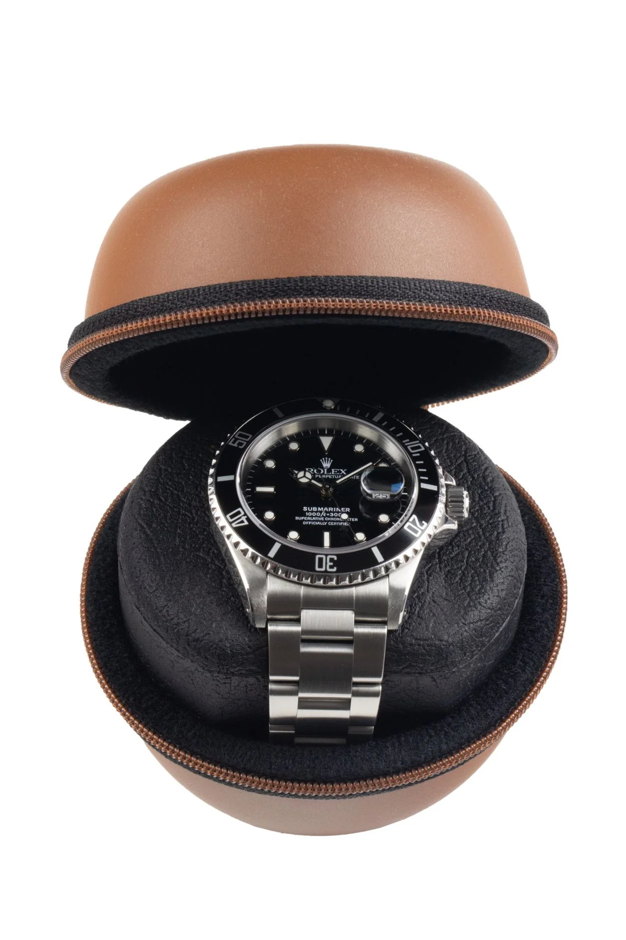 Beco Technic BOXY Round Leatherette Single Watch Case - BROWN - Image 2