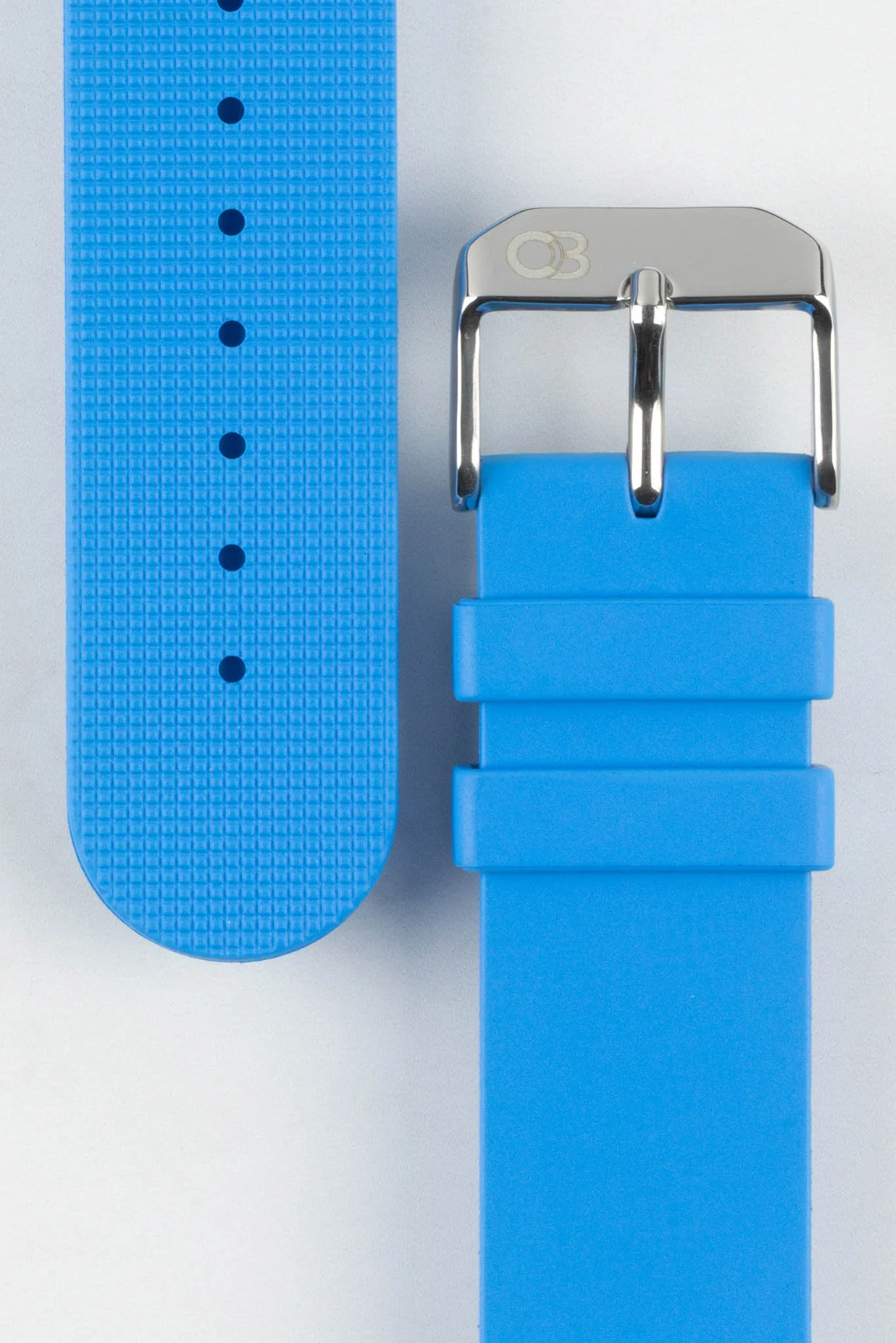 Bonetto Cinturini 270 Self-Punch Rubber Watch Strap in AZURE BLUE - Image 3