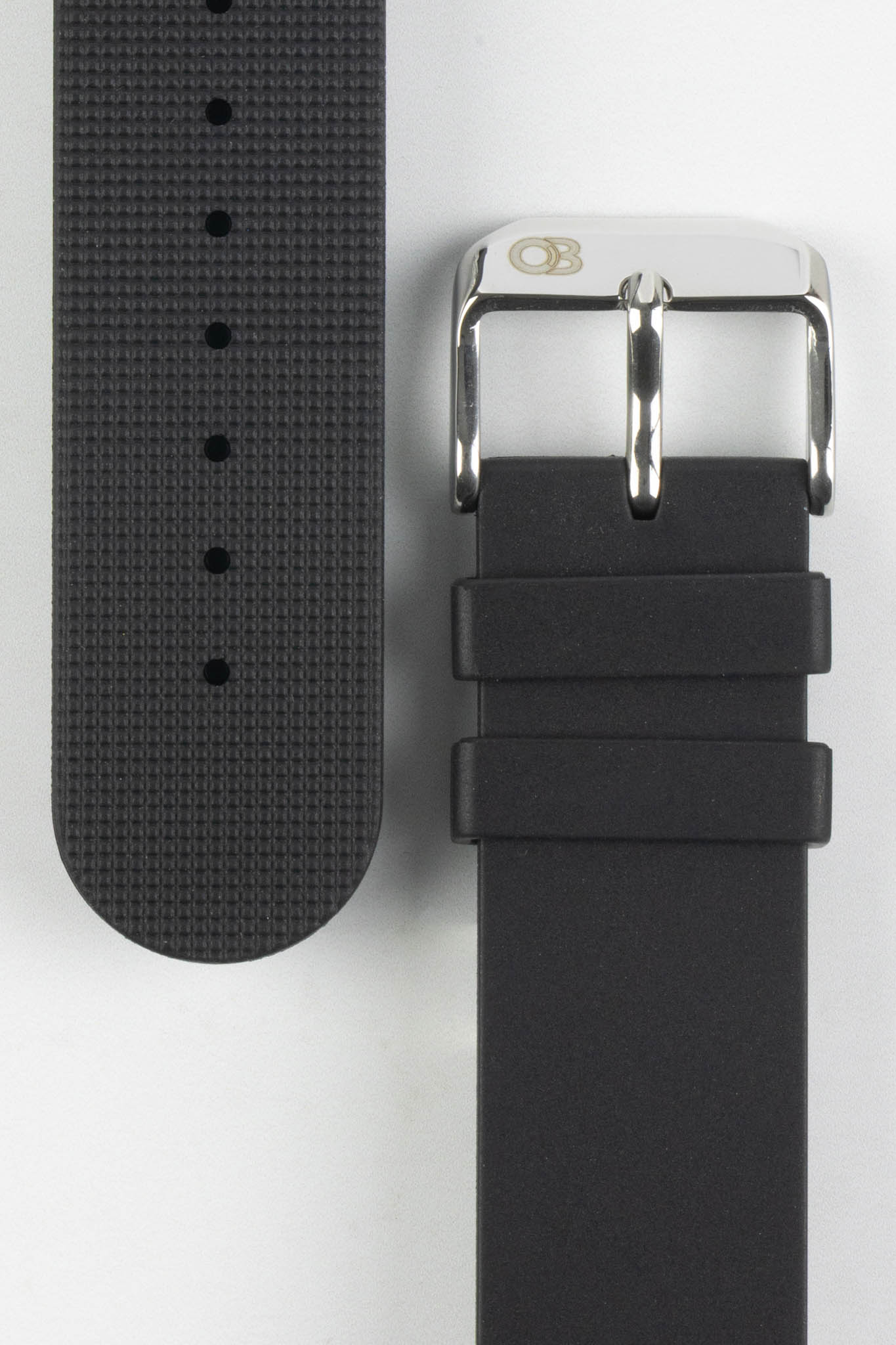 Bonetto Cinturini 270 Self-Punch Rubber Watch Strap in BLACK - Image 3