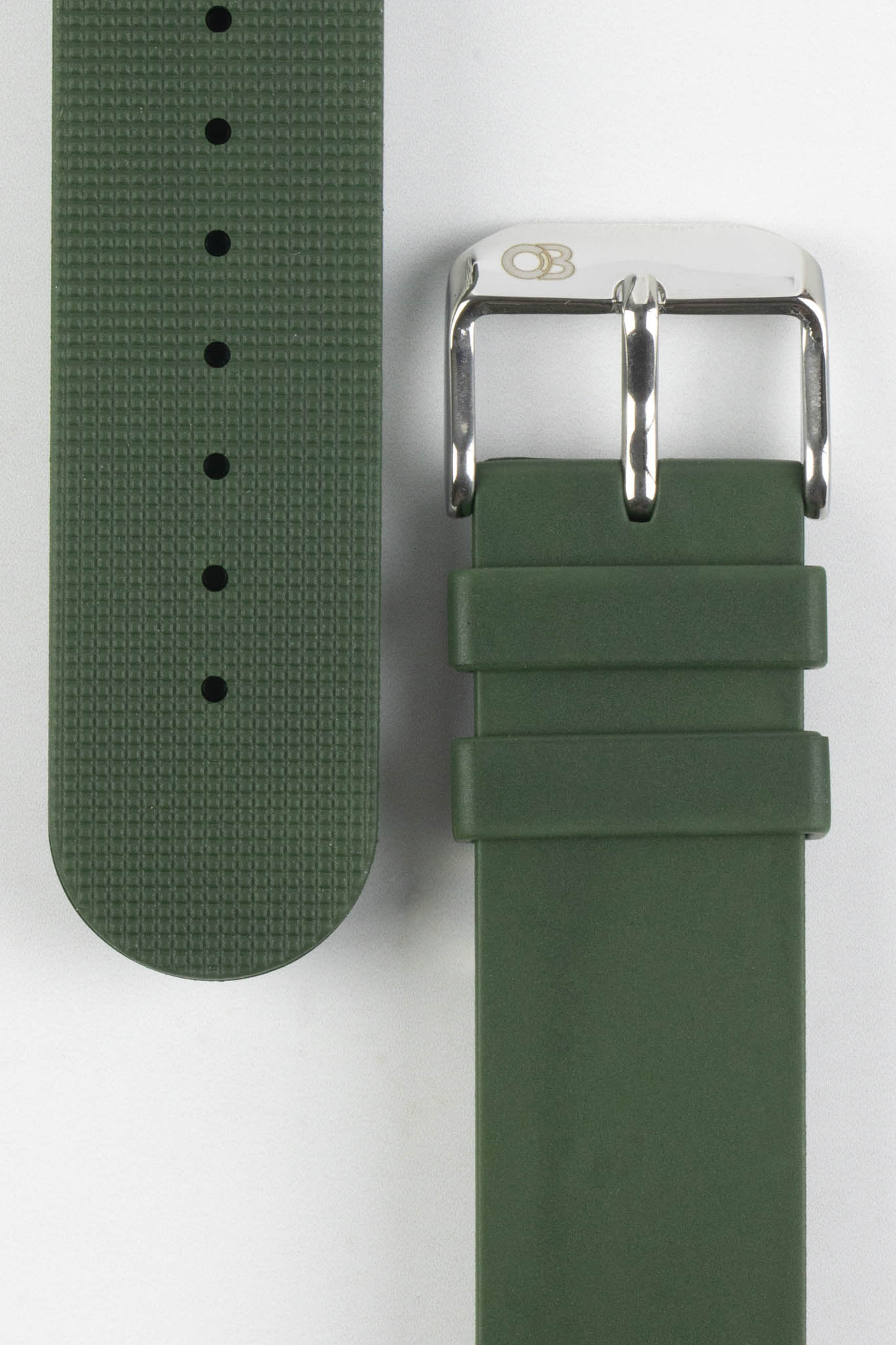 Bonetto Cinturini 270 Self-Punch Rubber Watch Strap in DARK GREEN - Image 3