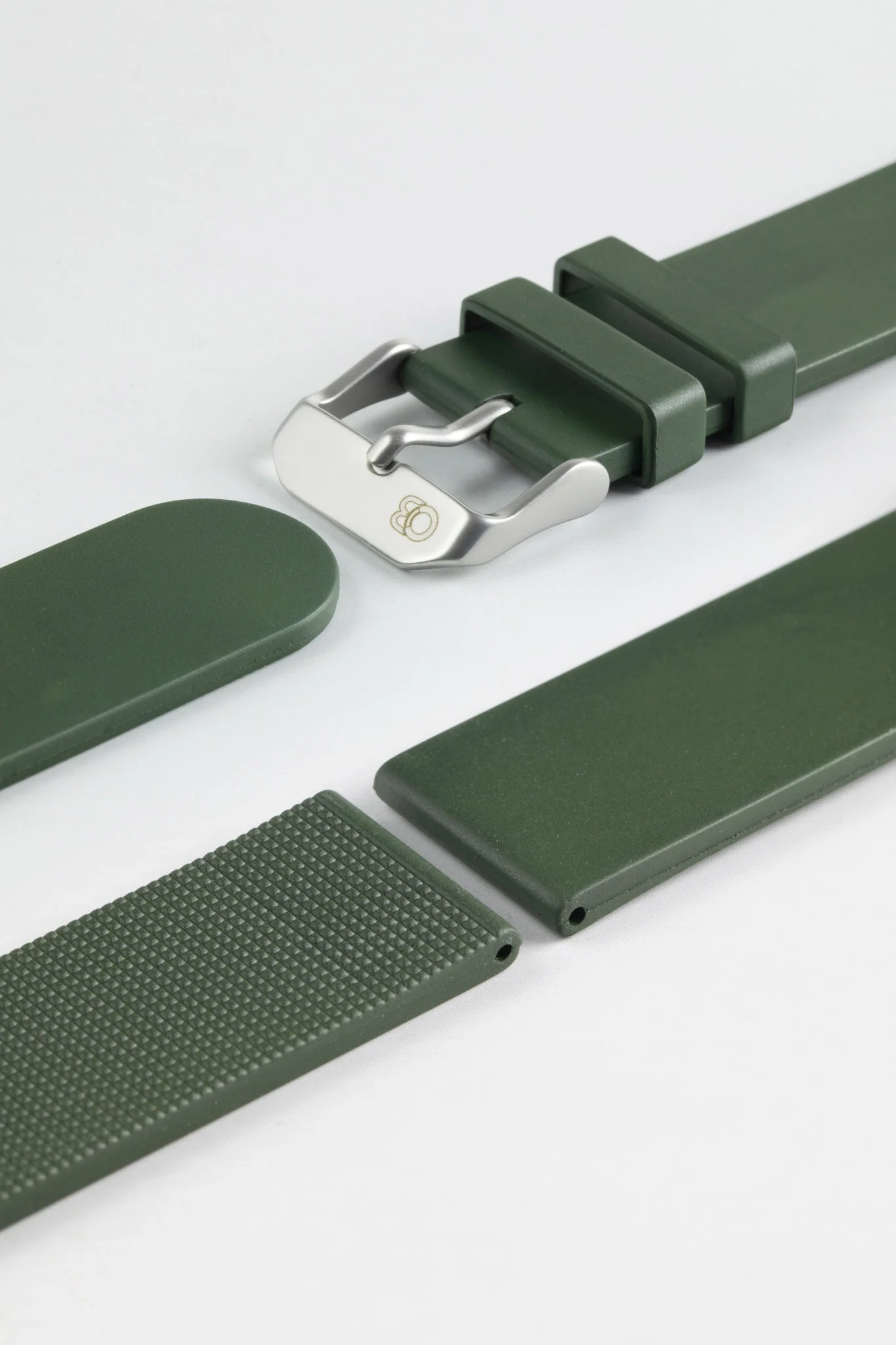 Bonetto Cinturini 270 Self-Punch Rubber Watch Strap in DARK GREEN - Image 8