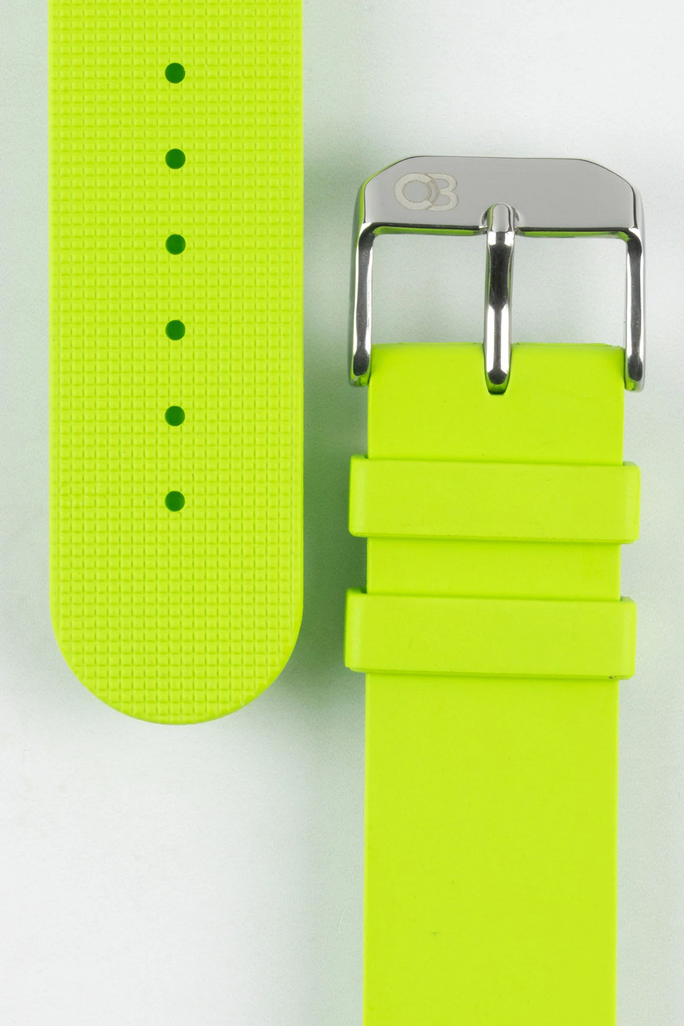Bonetto Cinturini 270 Self-Punch Rubber Watch Strap in LIME GREEN - Image 3
