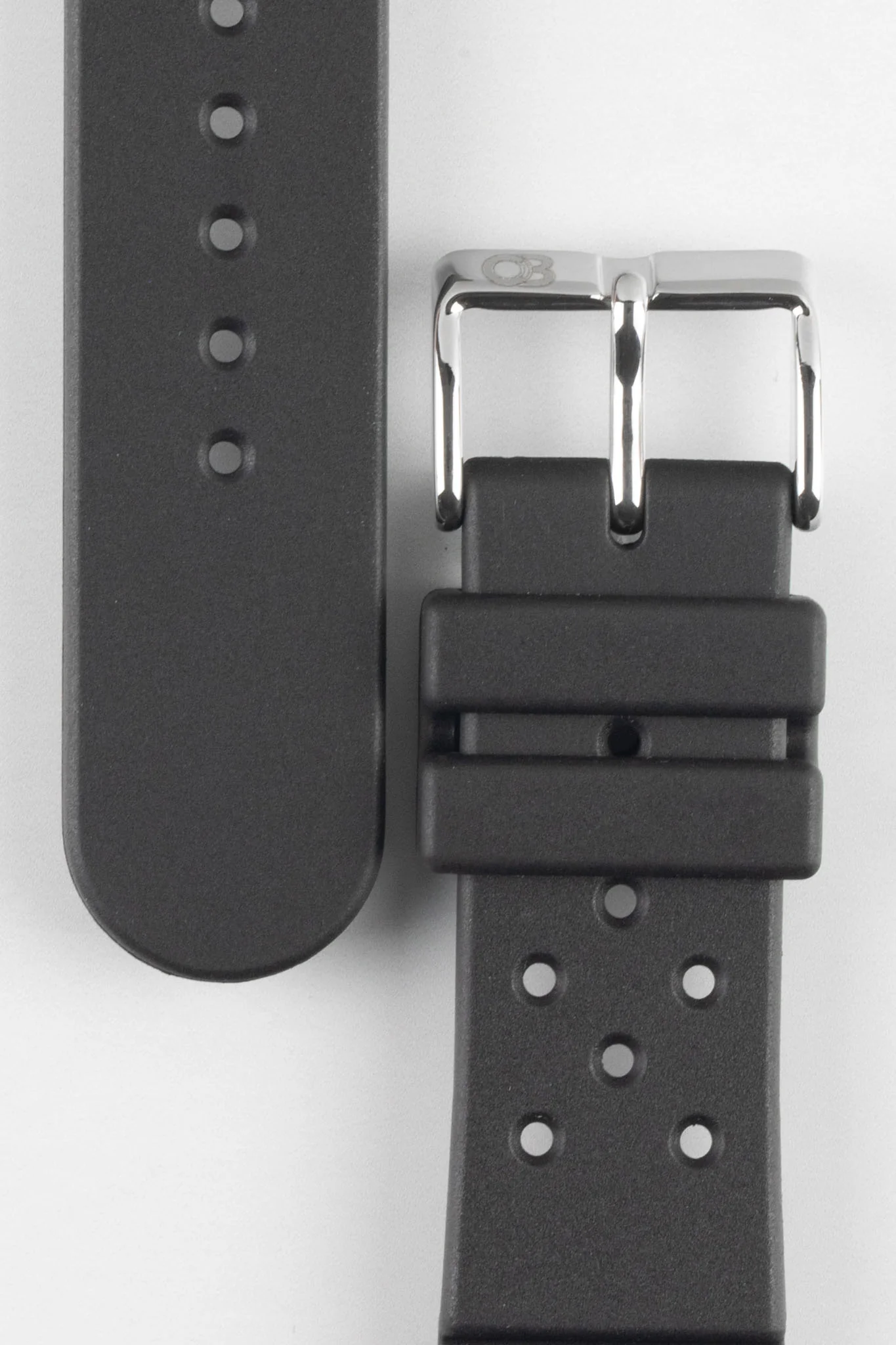 Bonetto Cinturini 284 Premium Rubber Sports Watch Strap in BLACK - Image 3