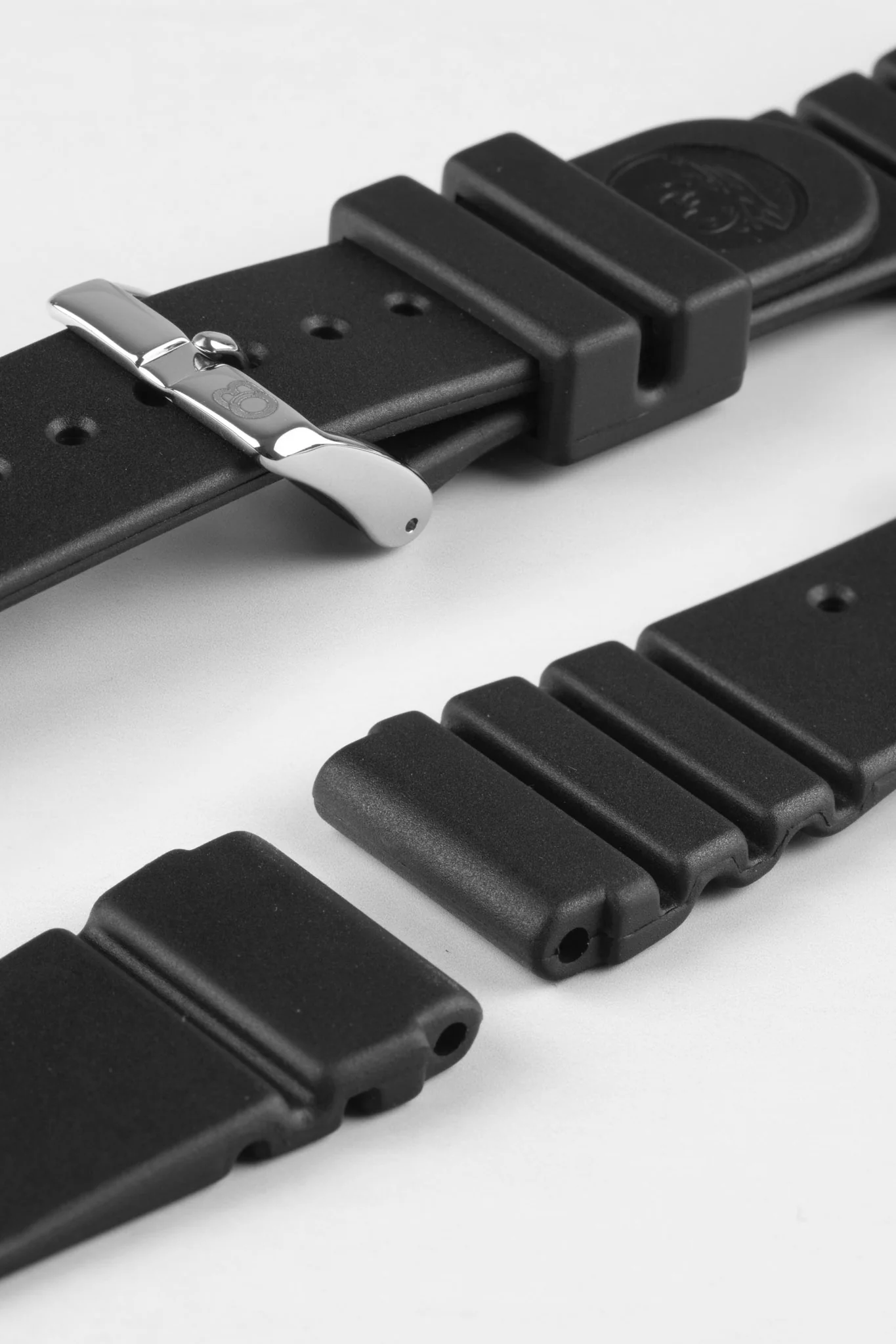 Bonetto Cinturini 284 Premium Rubber Sports Watch Strap in BLACK - Image 7
