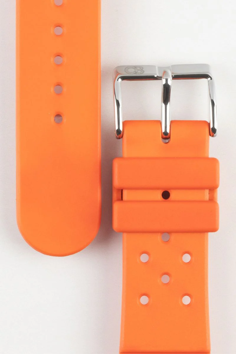Bonetto Cinturini 284 Premium Rubber Sports Watch Strap in FADED ORANGE - Image 3