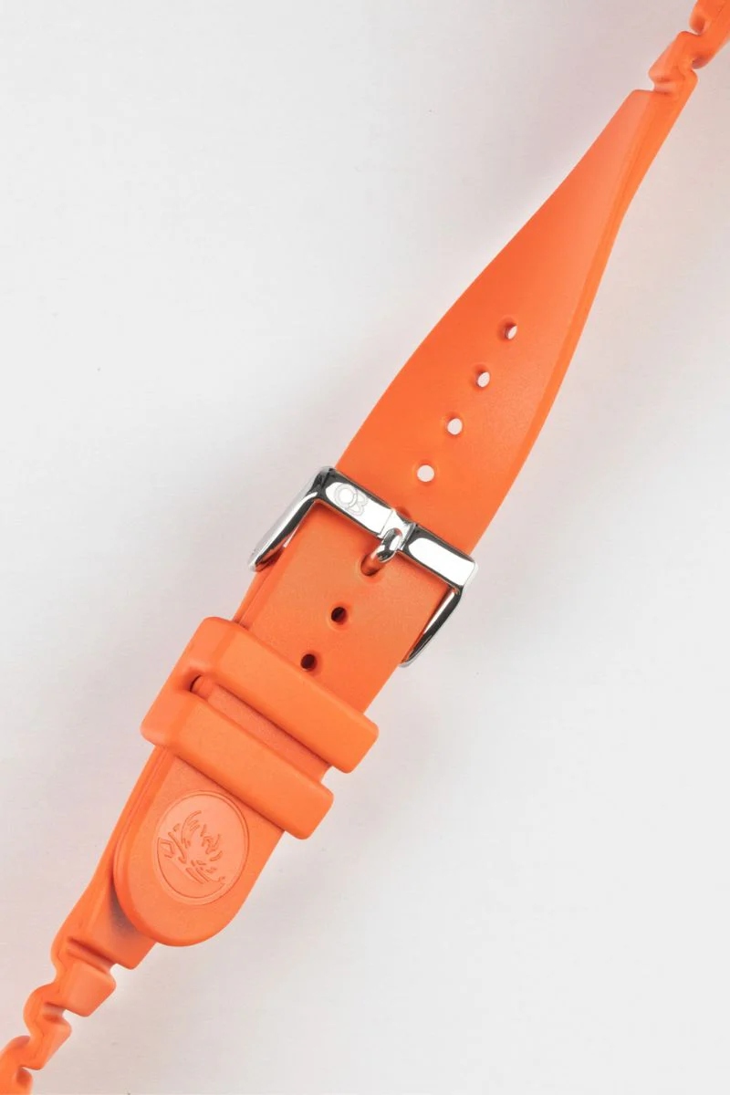 Bonetto Cinturini 284 Premium Rubber Sports Watch Strap in FADED ORANGE - Image 5