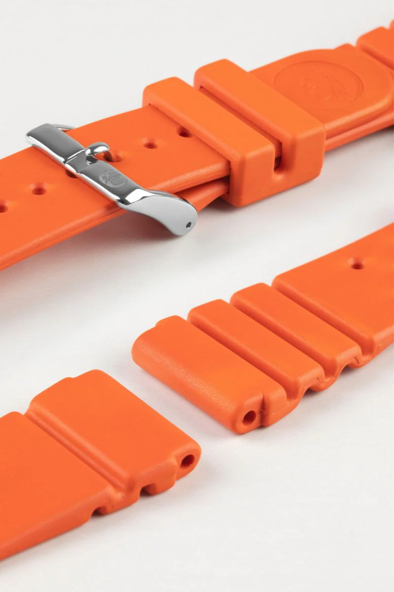 Bonetto Cinturini 284 Premium Rubber Sports Watch Strap in FADED ORANGE - Image 7