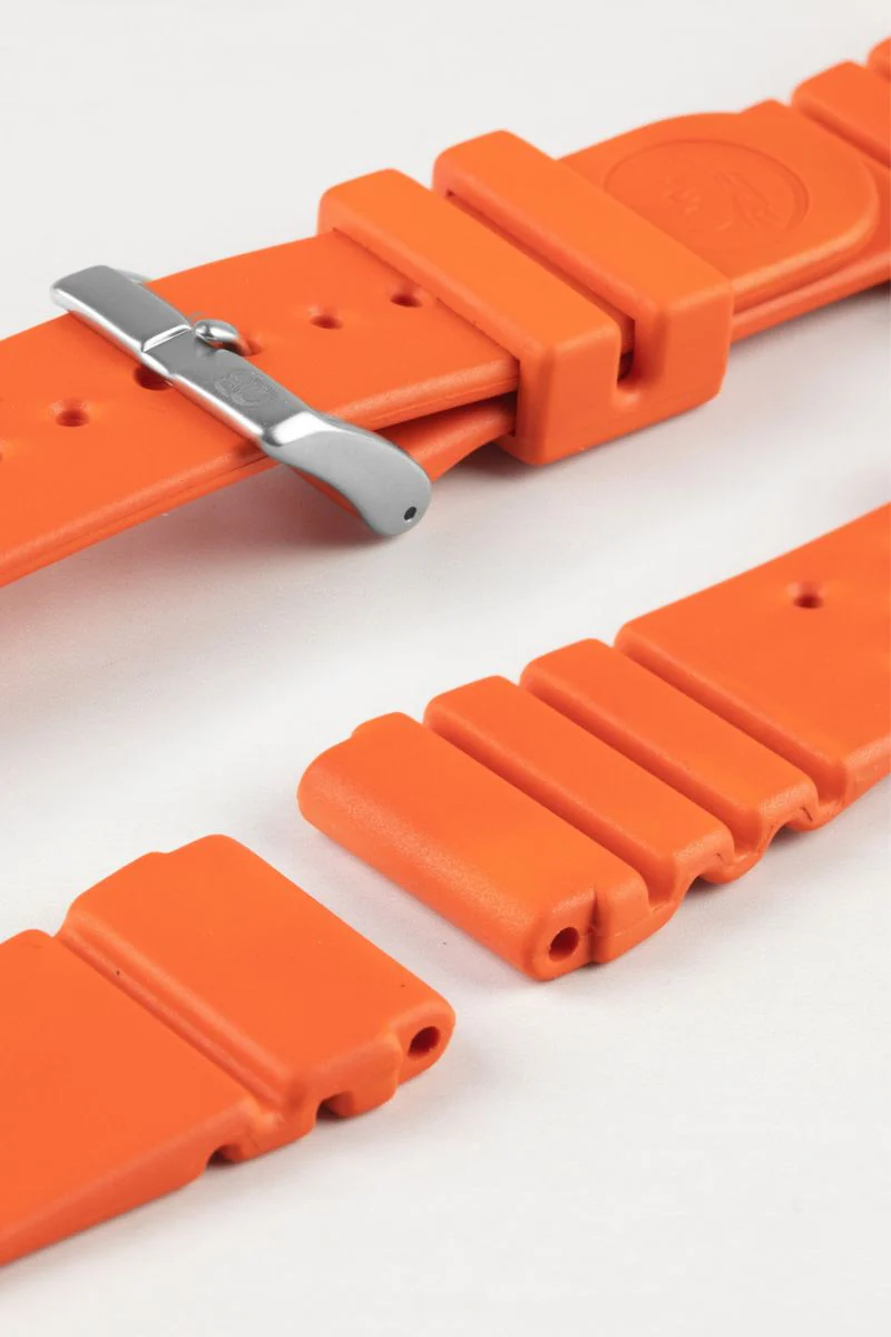 Bonetto Cinturini 284 Premium Rubber Sports Watch Strap in FADED ORANGE - Image 8