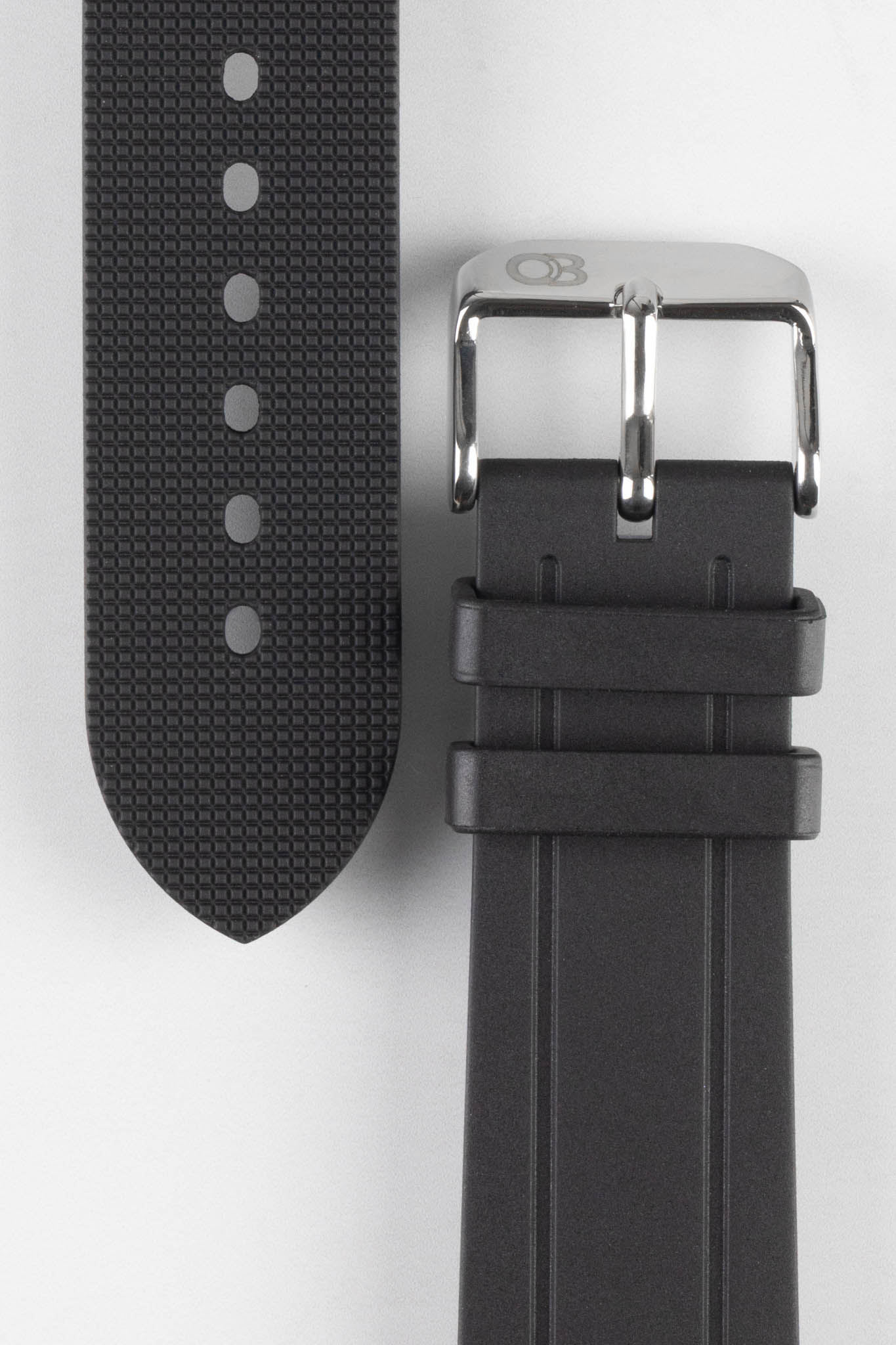 Bonetto Cinturini 319 Premium Rubber Sports Watch Strap in BLACK - Image 3