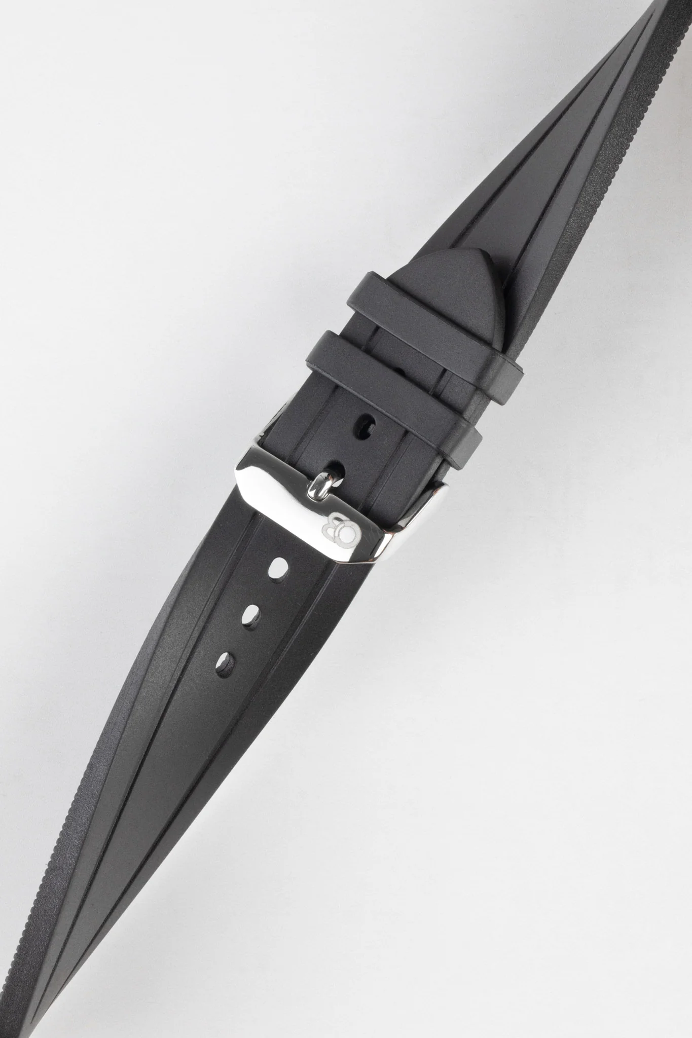 Bonetto Cinturini 319 Premium Rubber Sports Watch Strap in BLACK - Image 5