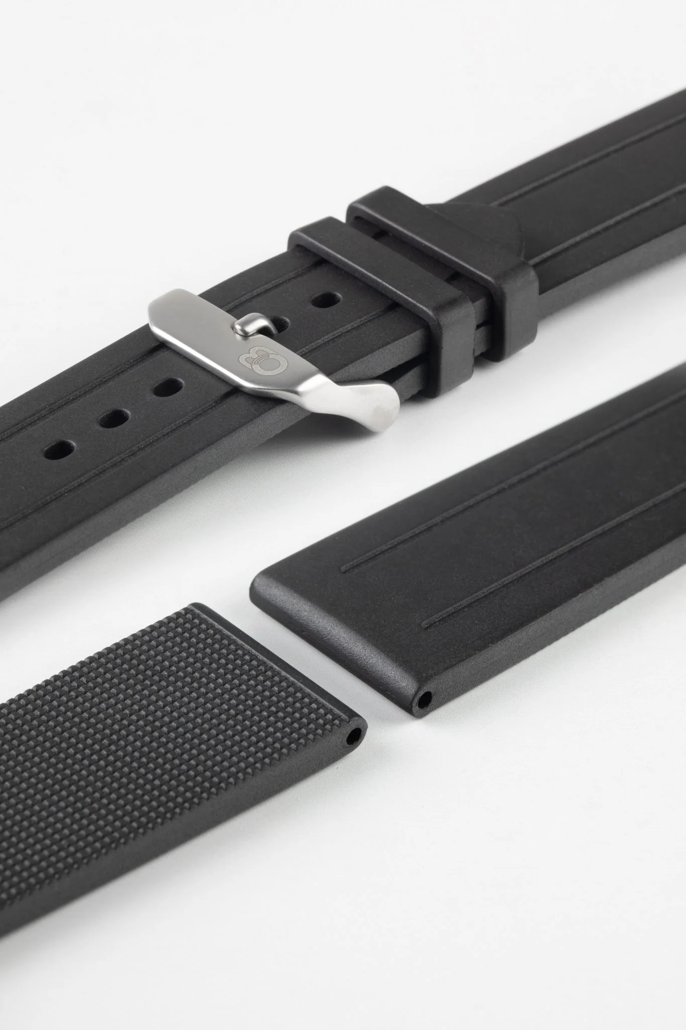 Bonetto Cinturini 319 Premium Rubber Sports Watch Strap in BLACK - Image 7
