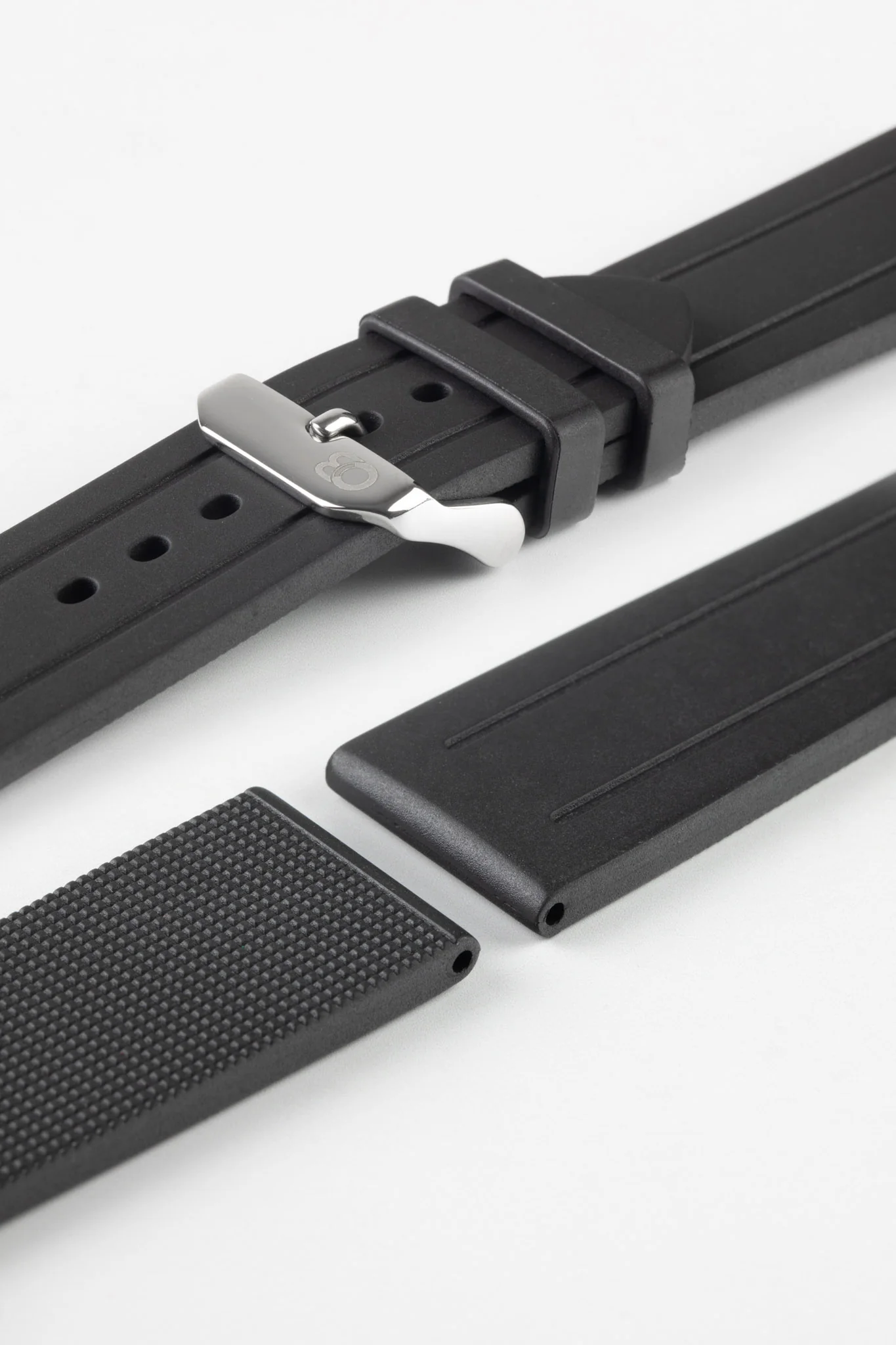 Bonetto Cinturini 319 Premium Rubber Sports Watch Strap in BLACK - Image 8