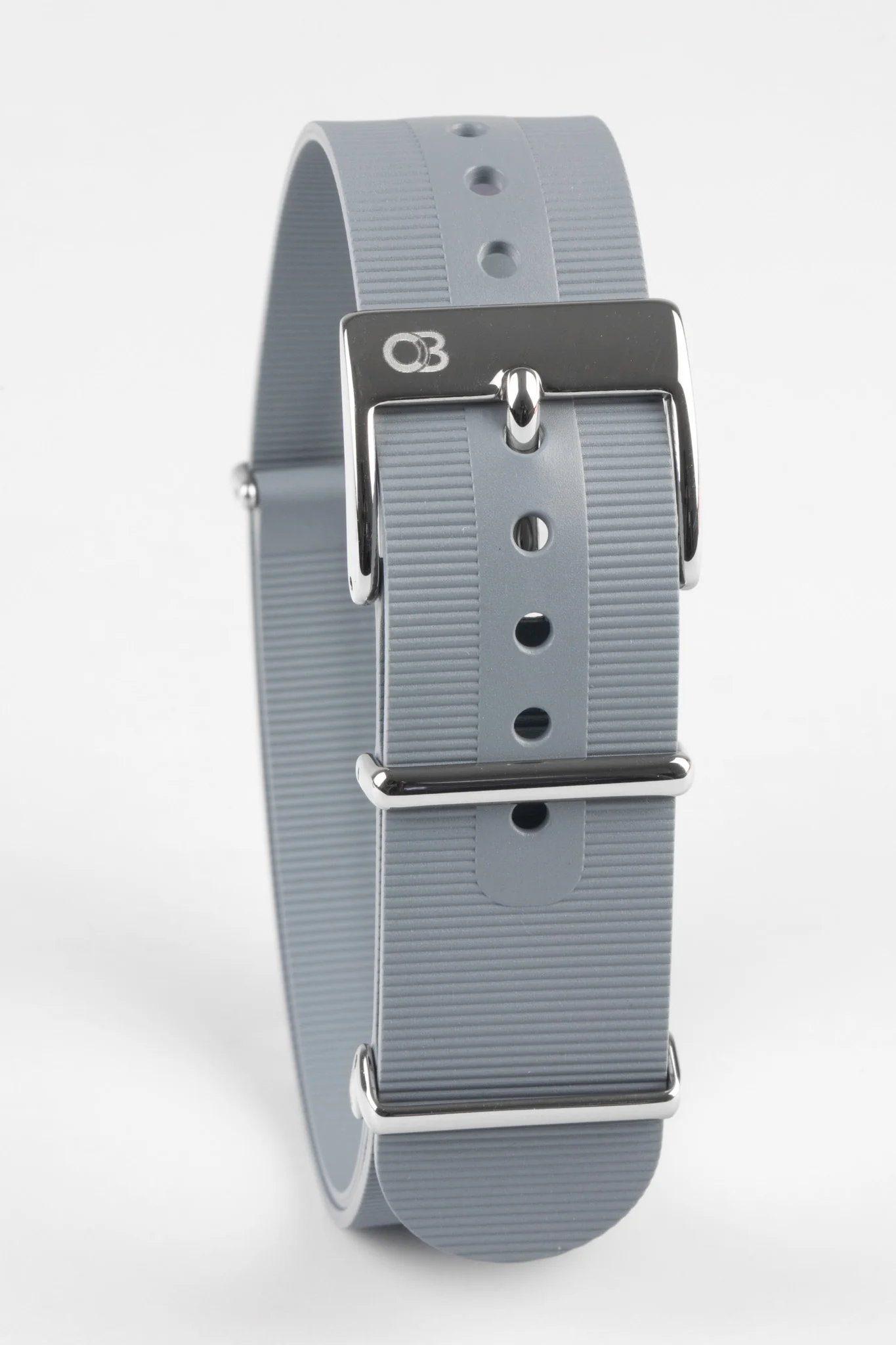 Bonetto Cinturini 328 Premium Rubber One-Piece Watch Strap in LIGHT GREY - Image 3