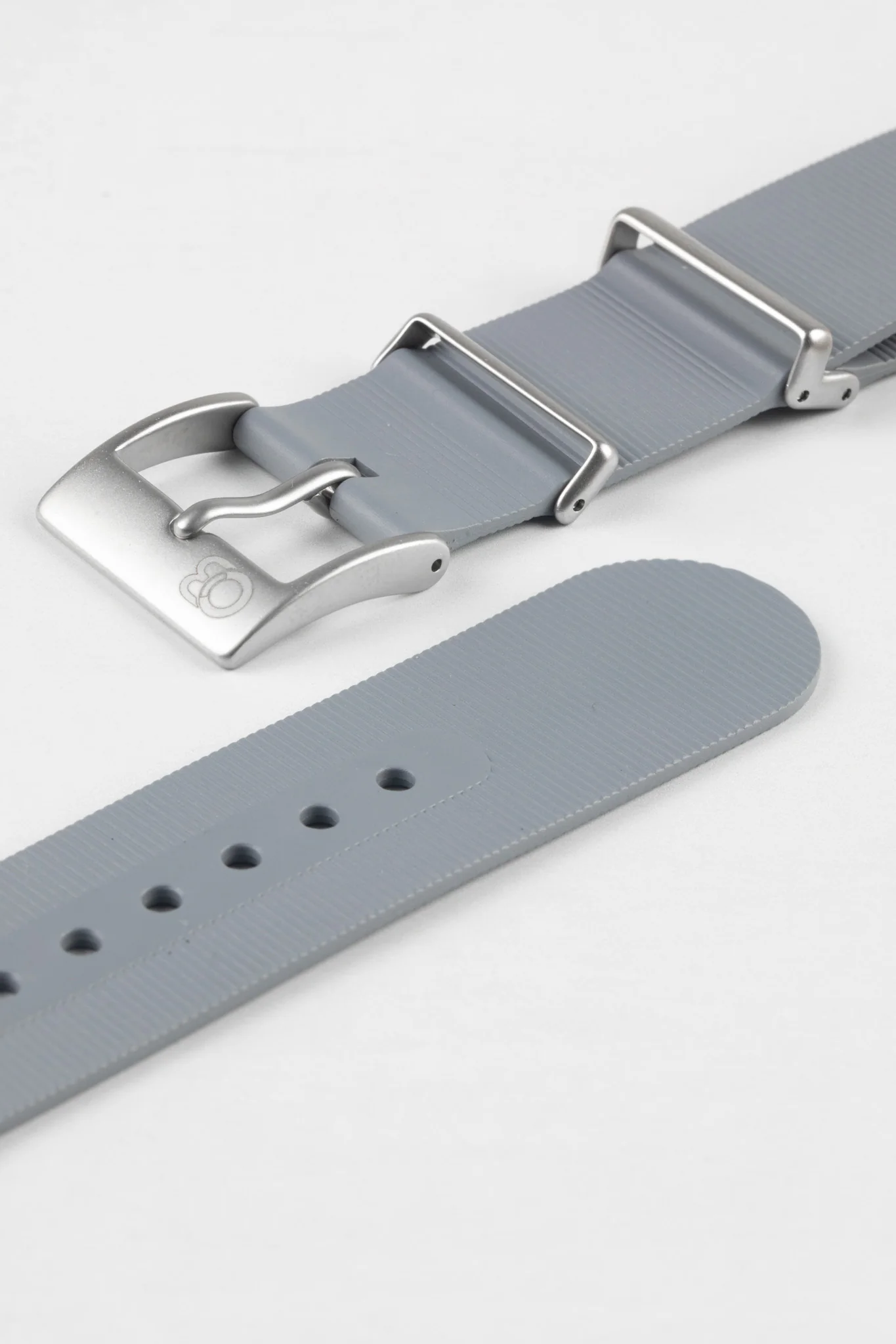 Bonetto Cinturini 328 Premium Rubber One-Piece Watch Strap in LIGHT GREY - Image 7