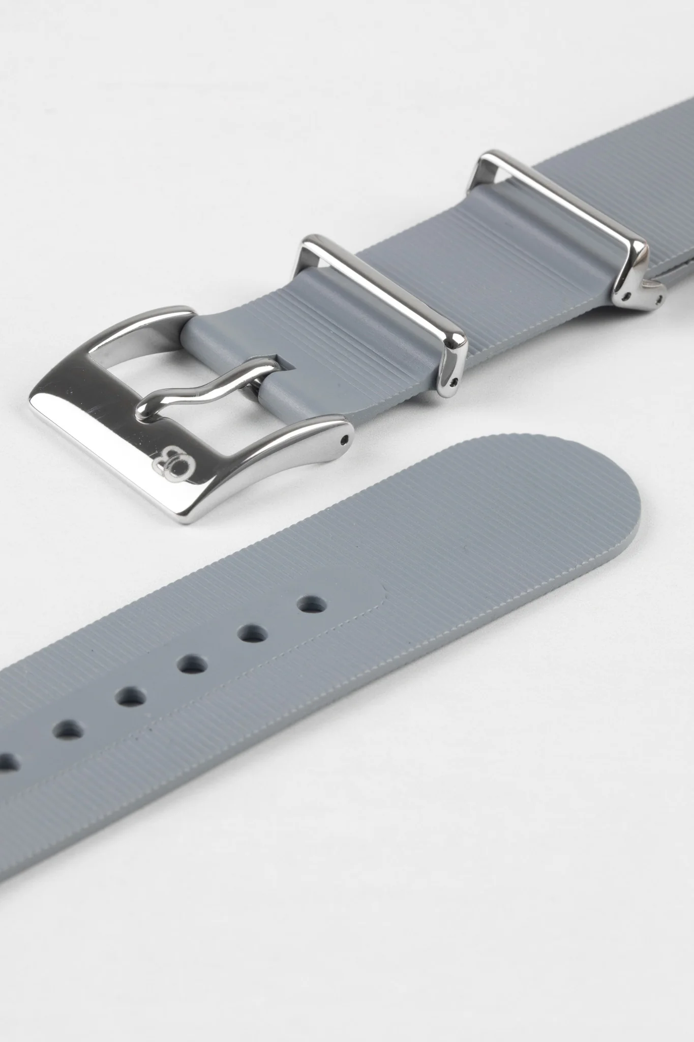 Bonetto Cinturini 328 Premium Rubber One-Piece Watch Strap in LIGHT GREY - Image 8