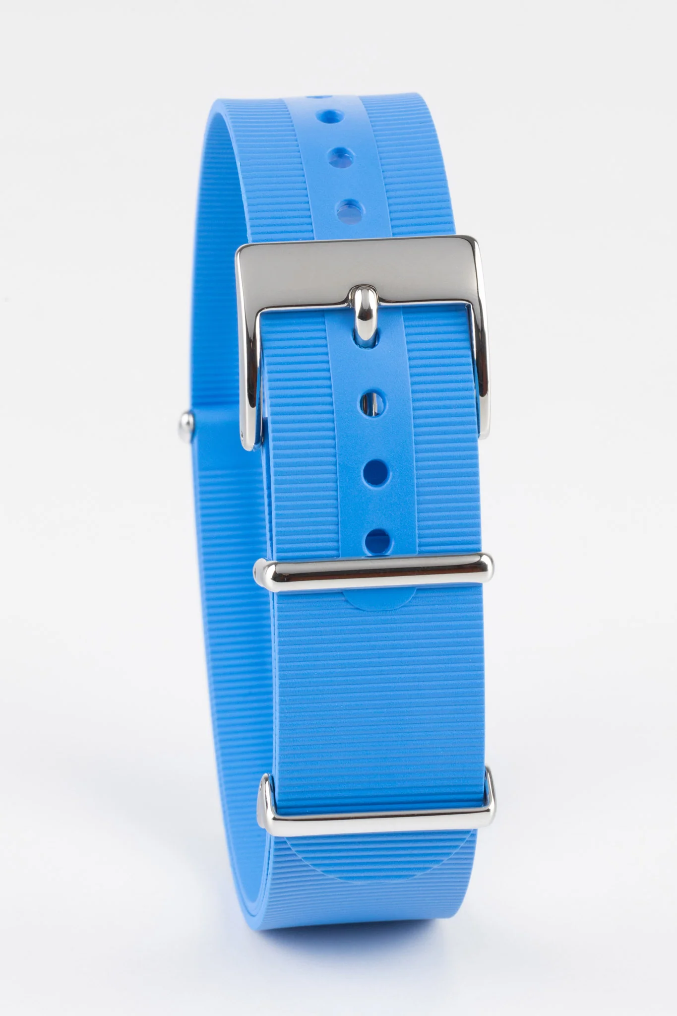 Bonetto Cinturini 328 Premium Rubber One-Piece Watch Strap in AZURE BLUE - Image 3