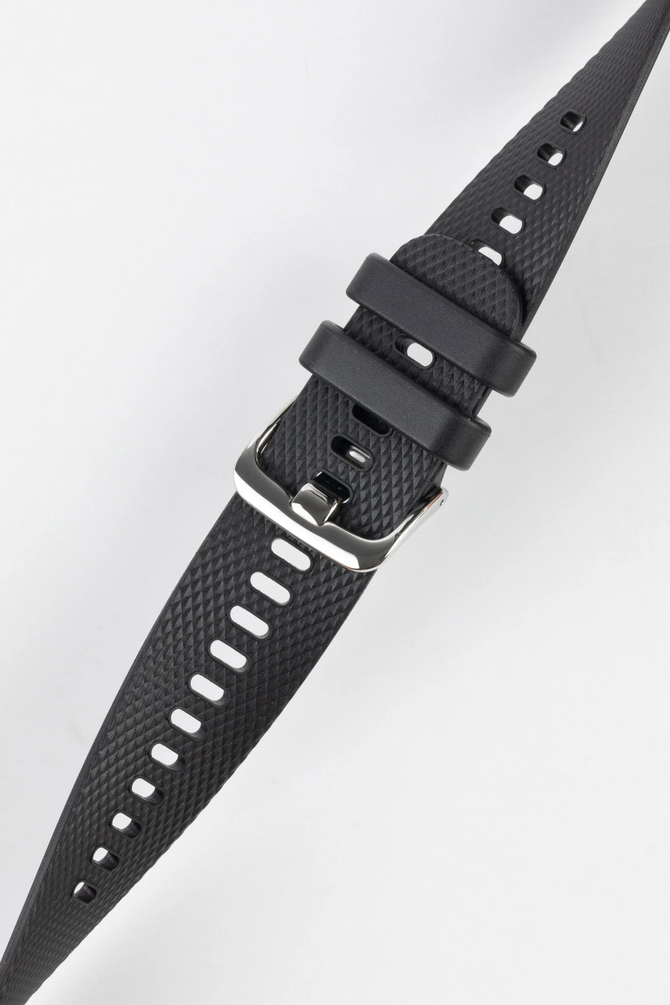 Bonetto Cinturini 330 Wide-Tang Parallel Rubber Watch Strap in BLACK - Image 5