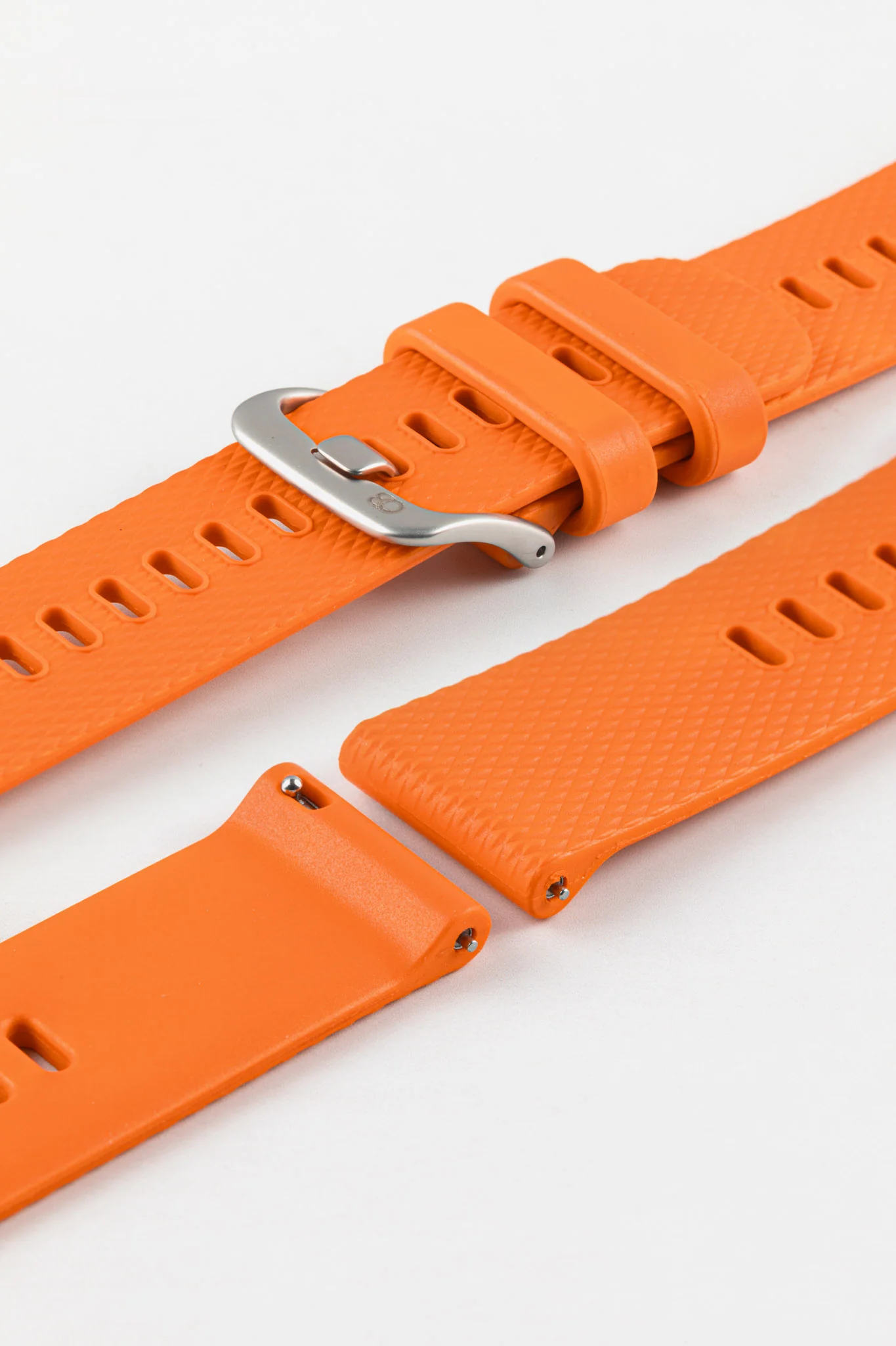 Bonetto Cinturini 330 Wide-Tang Parallel Rubber Watch Strap in ORANGE - Image 7