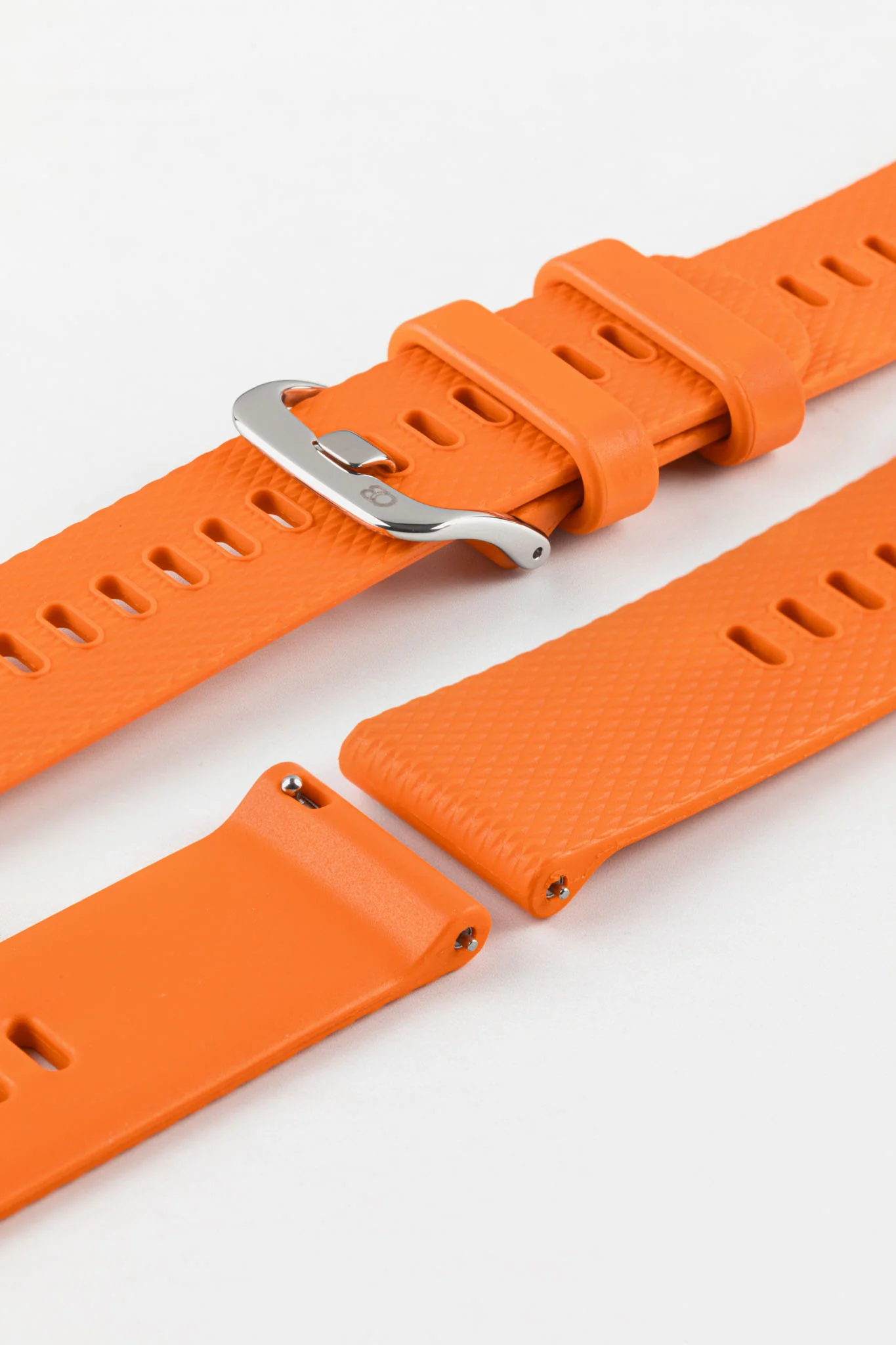Bonetto Cinturini 330 Wide-Tang Parallel Rubber Watch Strap in ORANGE - Image 8