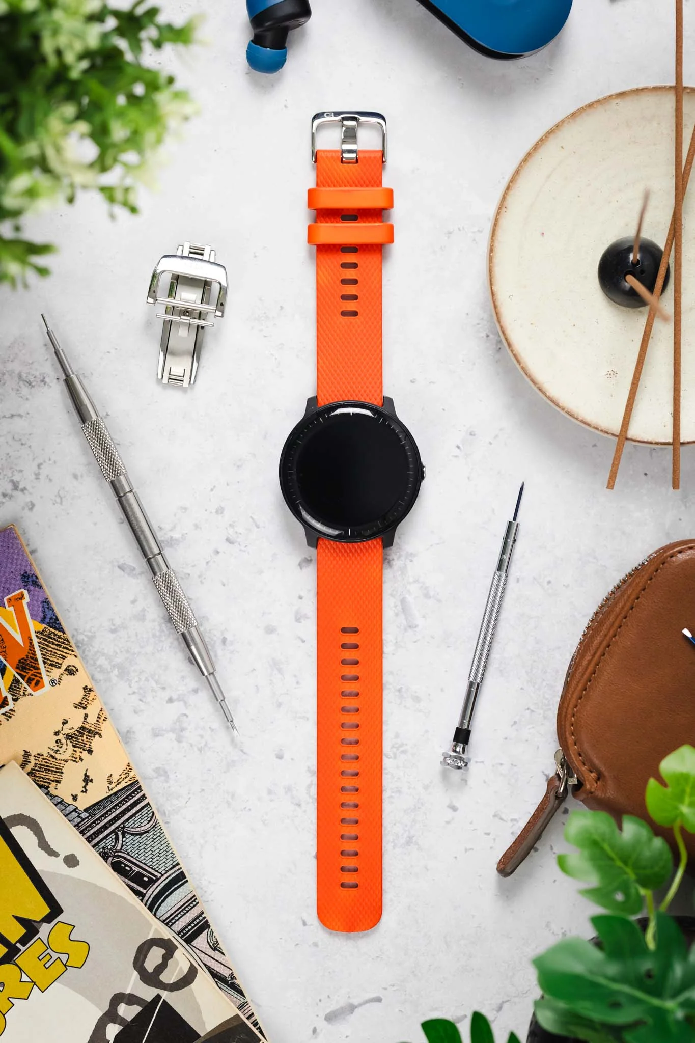 Bonetto Cinturini 330 Wide-Tang Parallel Rubber Watch Strap in ORANGE - Image 9