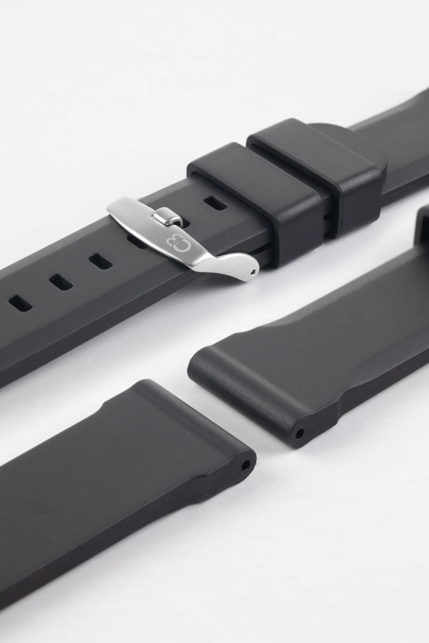 Bonetto Cinturini 317 Premium Rubber Watch Strap in BLACK - Image 7