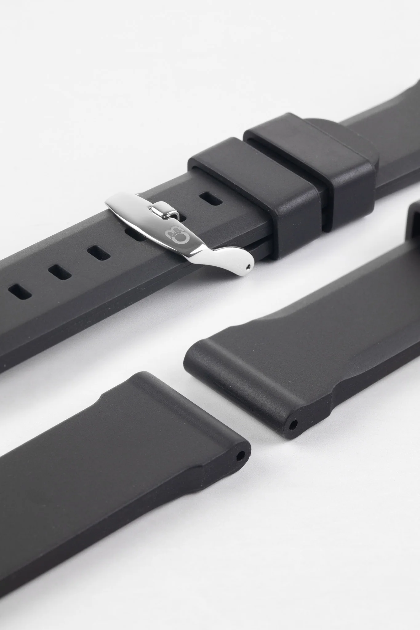 Bonetto Cinturini 317 Premium Rubber Watch Strap in BLACK - Image 8