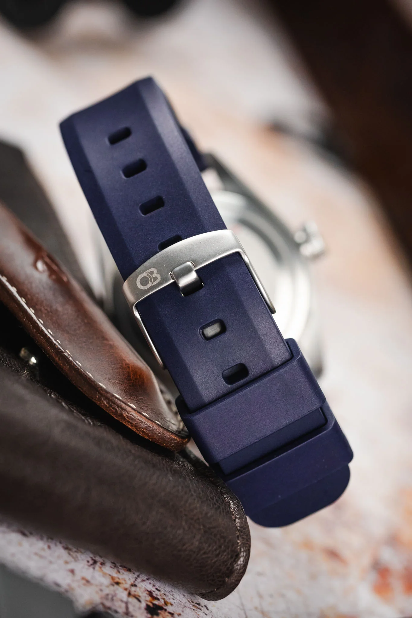 Bonetto Cinturini 317 Premium Rubber Watch Strap in DARK BLUE - Image 6