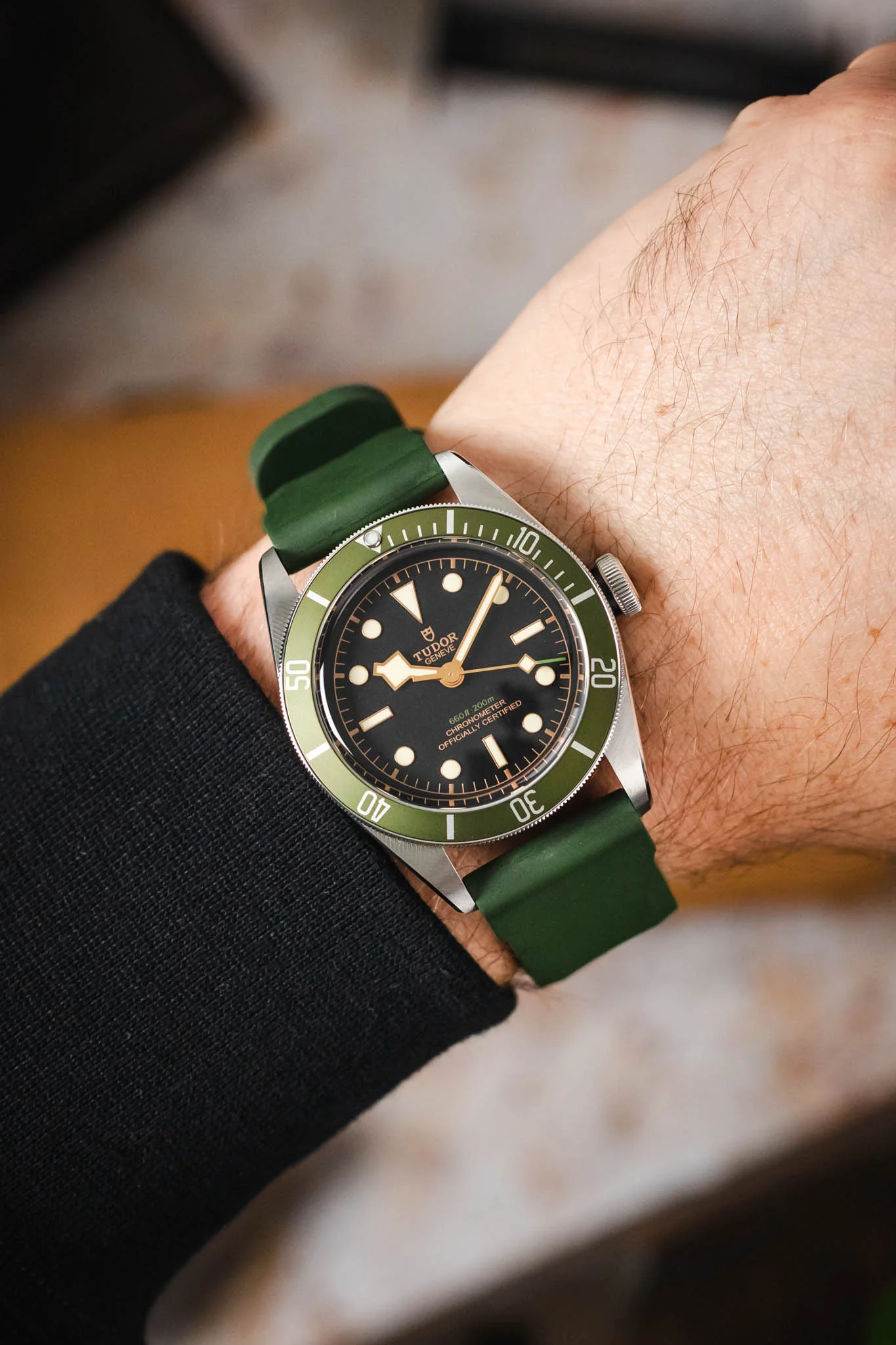 Bonetto Cinturini 317 Premium Rubber Watch Strap in DARK GREEN - Image 2