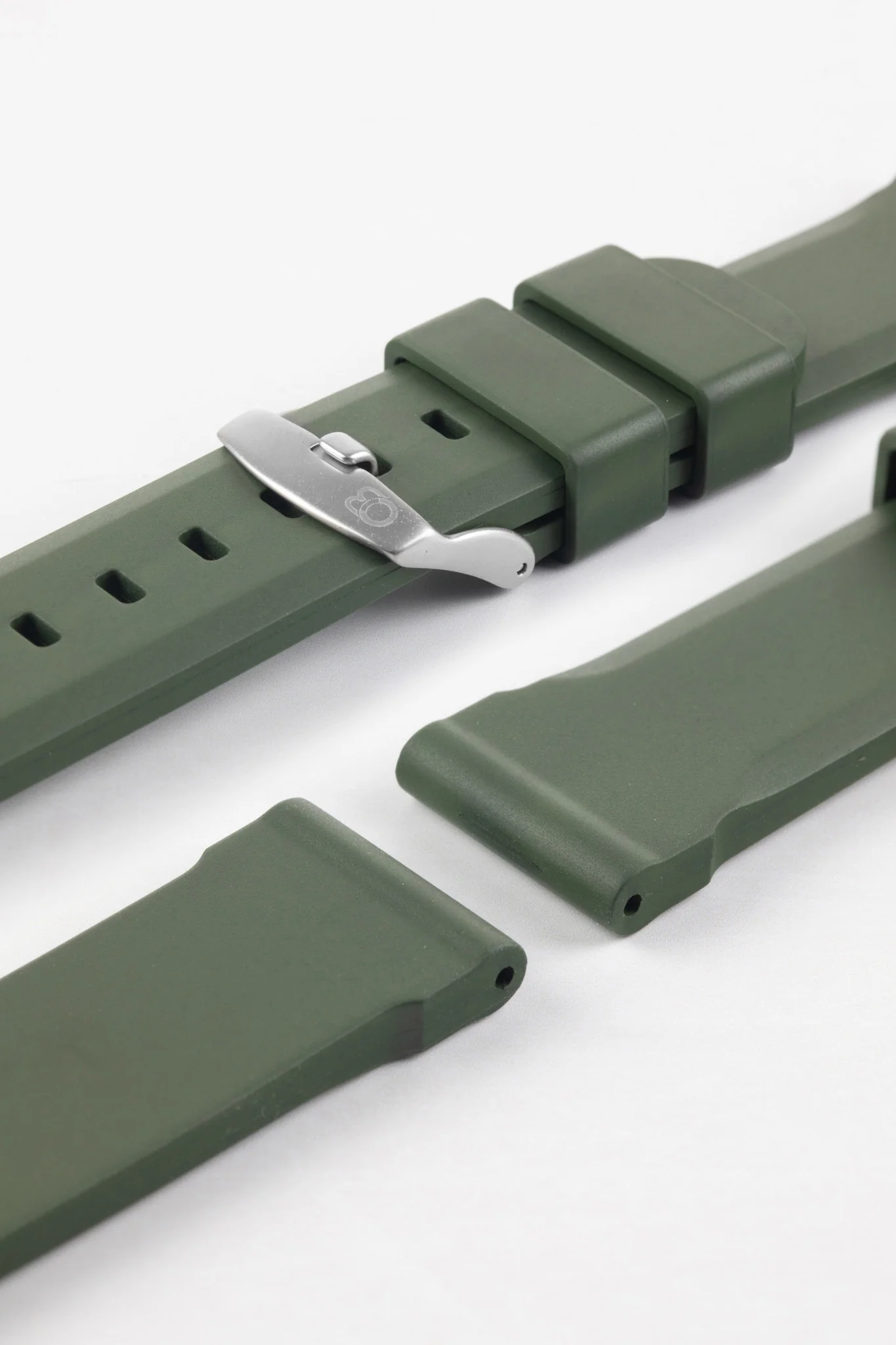 Bonetto Cinturini 317 Premium Rubber Watch Strap in DARK GREEN - Image 7