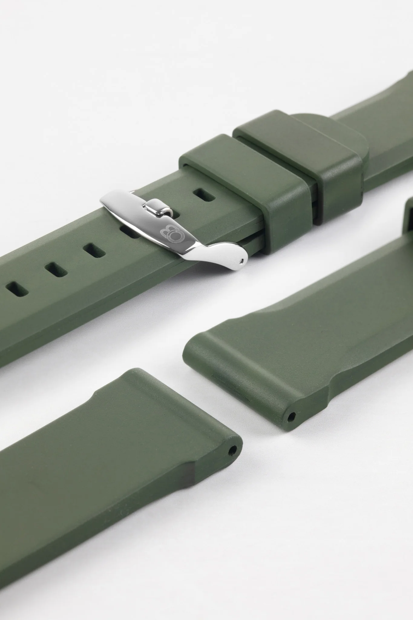 Bonetto Cinturini 317 Premium Rubber Watch Strap in DARK GREEN - Image 8