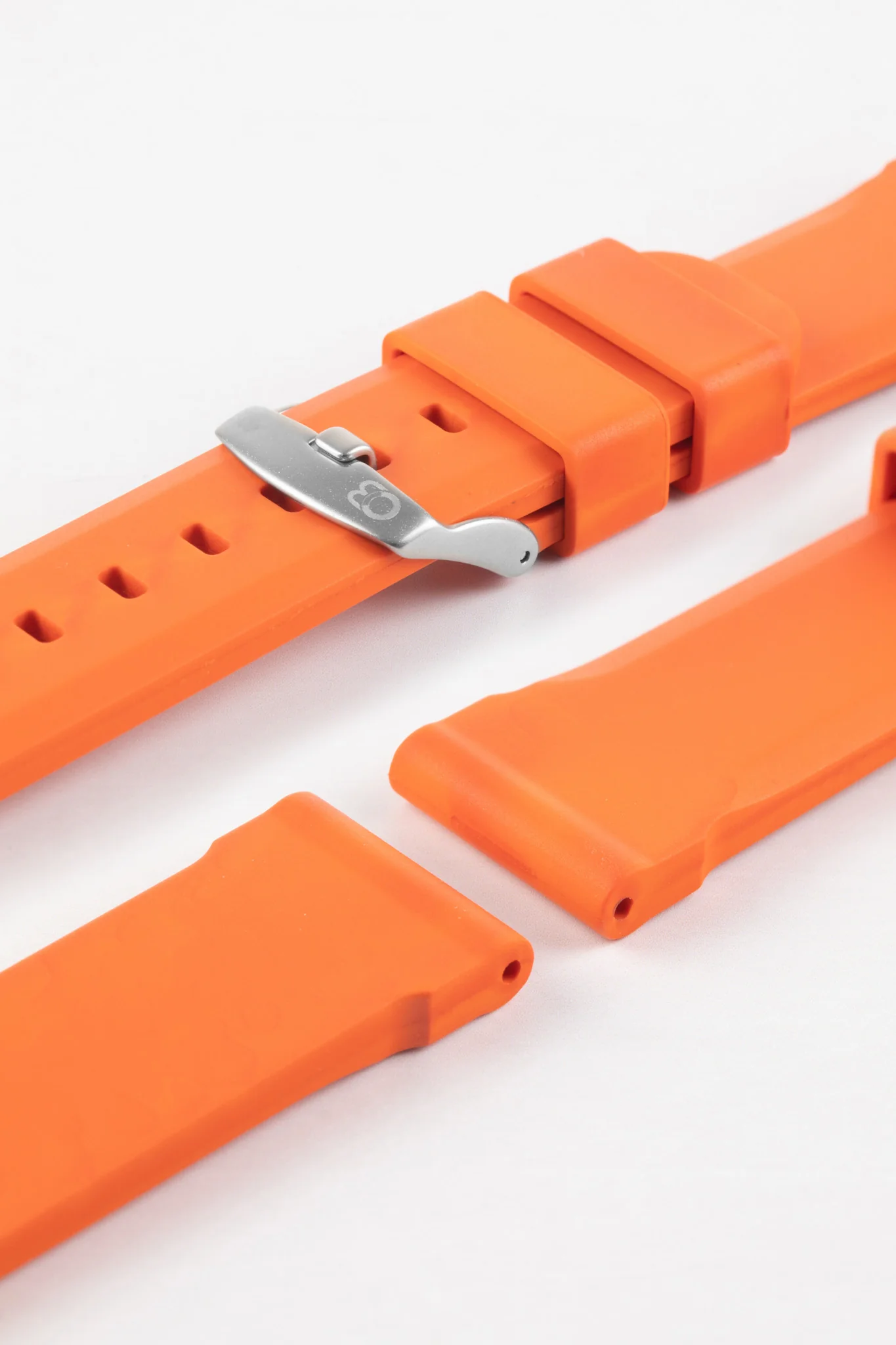 Bonetto Cinturini 317 Premium Rubber Watch Strap in ORANGE - Image 7