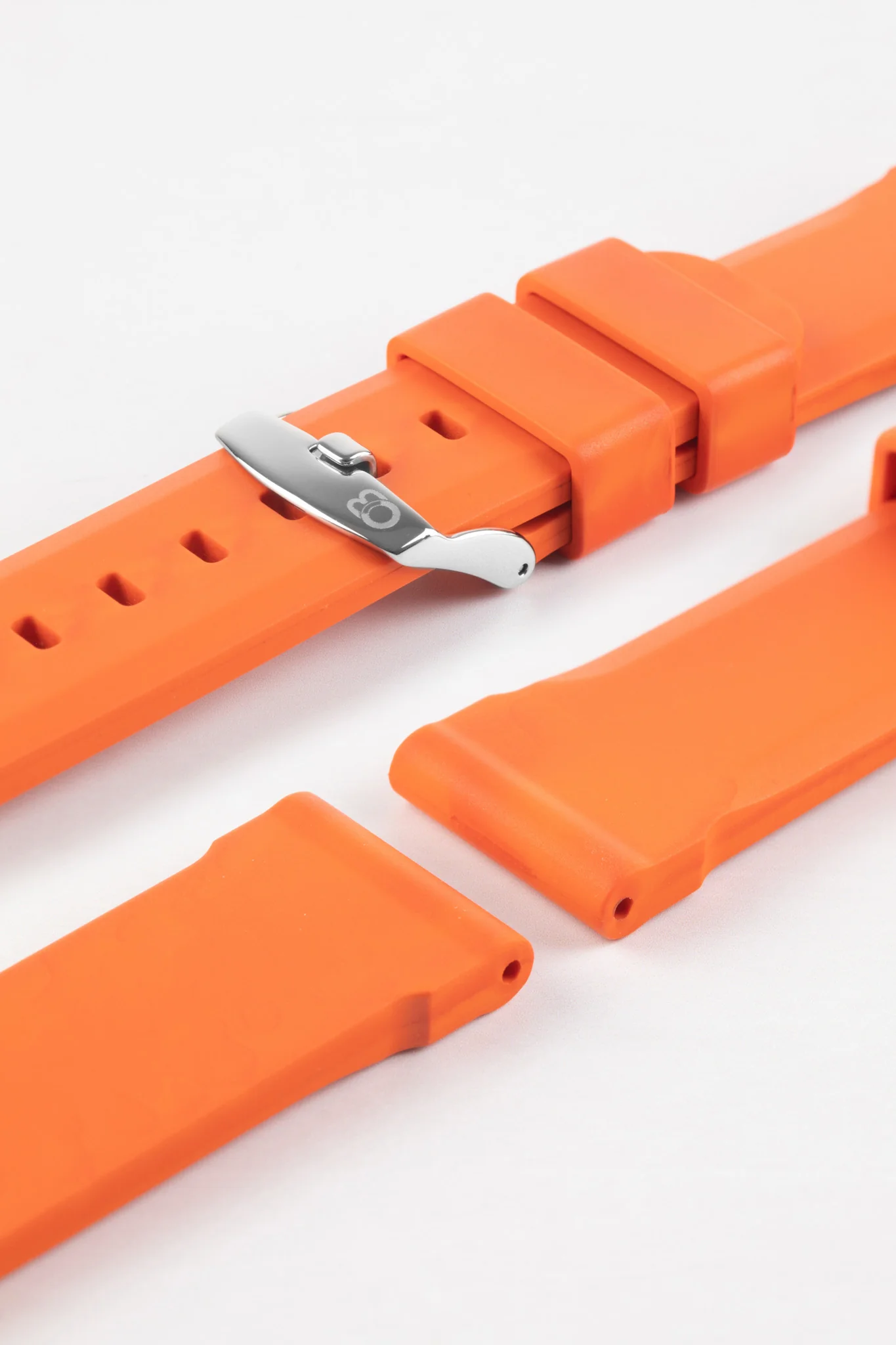 Bonetto Cinturini 317 Premium Rubber Watch Strap in ORANGE - Image 8