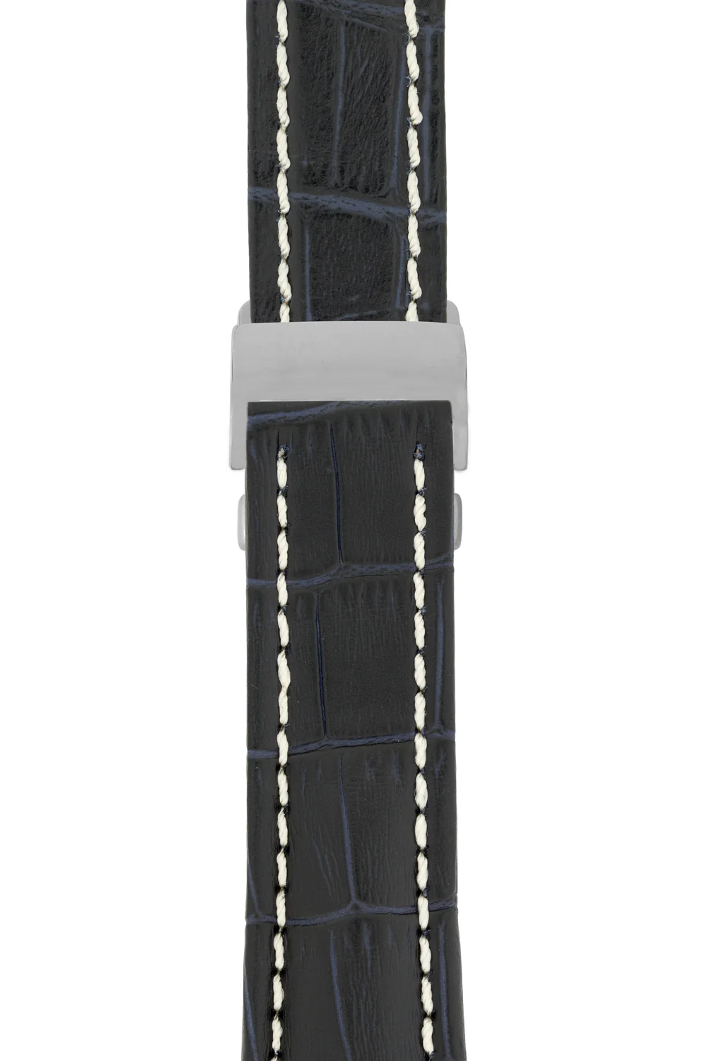 Breitling-Style Alligator-Embossed Deployment Watch Strap Blue - Image 3