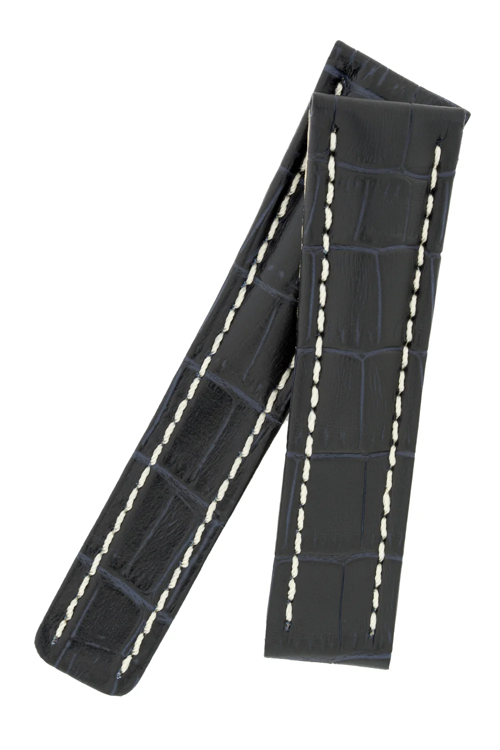 Breitling-Style Alligator-Embossed Deployment Watch Strap Blue - Image 5