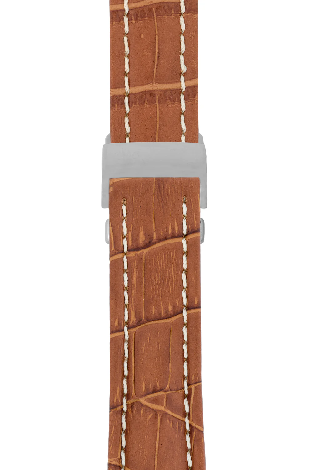 Breitling-Style Alligator-Embossed Deployment Brown Strap - Image 3