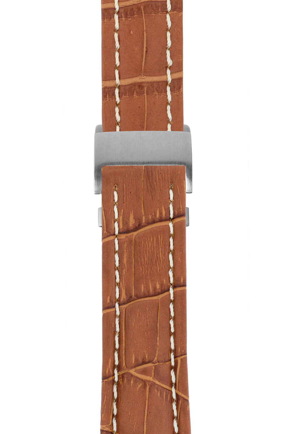 Breitling-Style Alligator-Embossed Deployment Brown Strap - Image 6