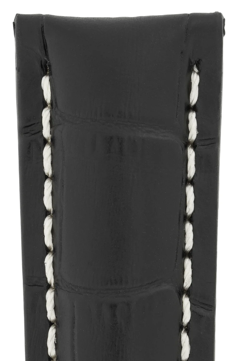 Breitling-Style Alligator-Embossed Watch Strap & Buckle Black - Image 2