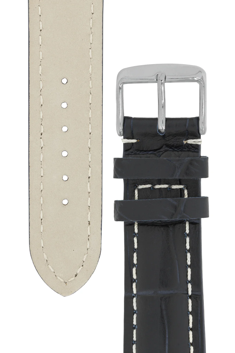 Breitling-Style Alligator-Embossed Watch Strap & Buckle Blue - Image 3