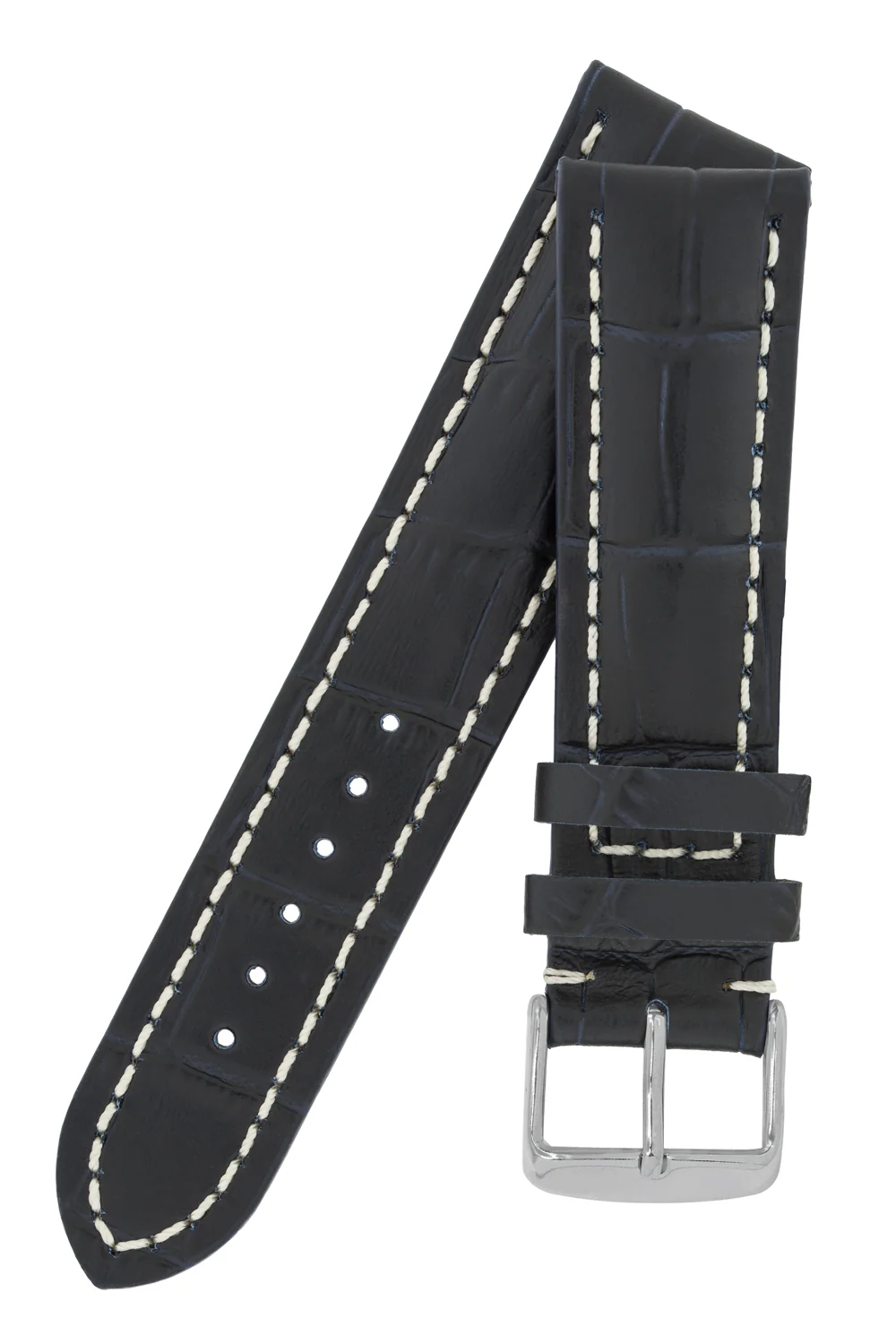 Breitling-Style Alligator-Embossed Watch Strap & Buckle Blue - Image 4