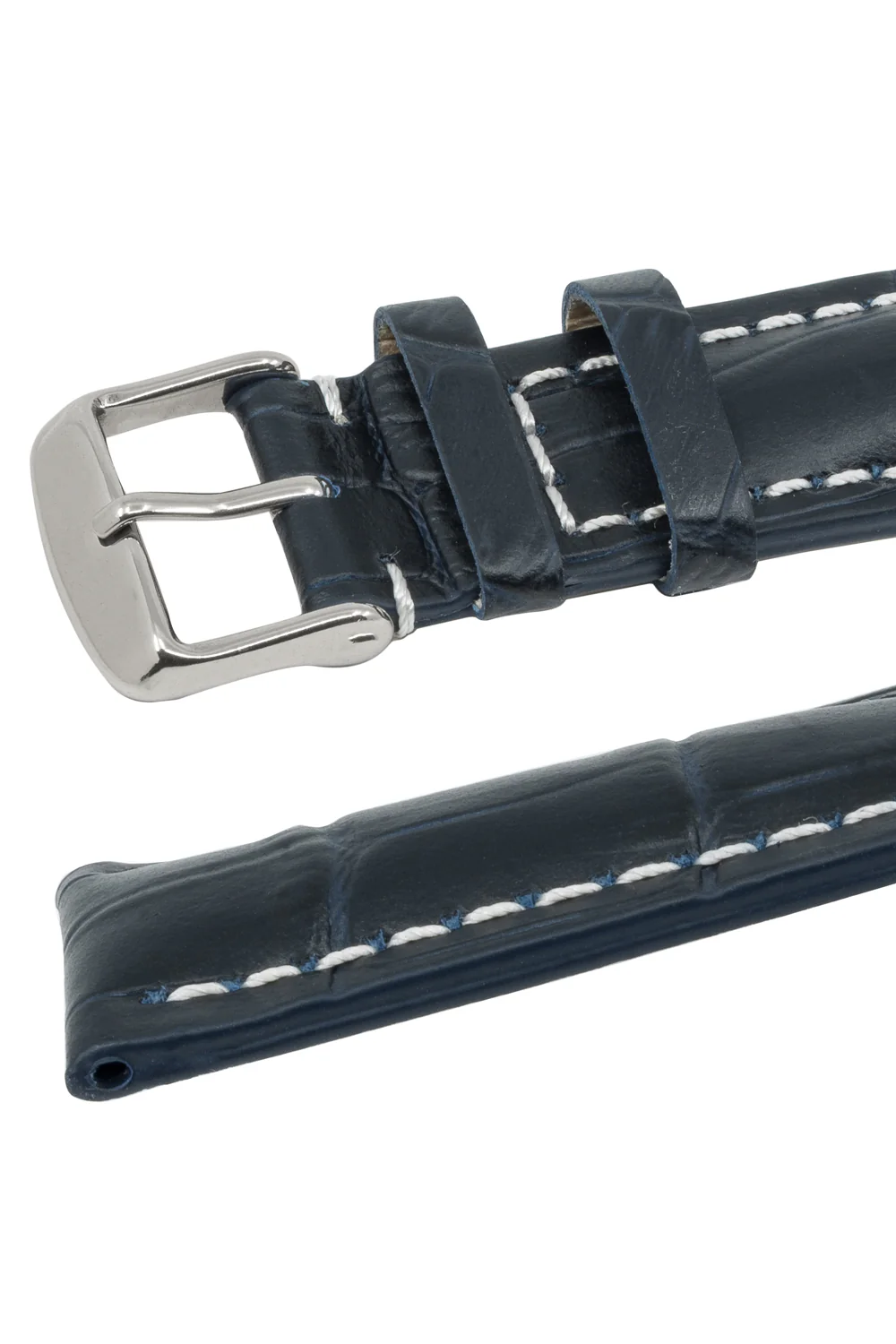 Breitling-Style Alligator-Embossed Watch Strap & Buckle Blue - Image 5