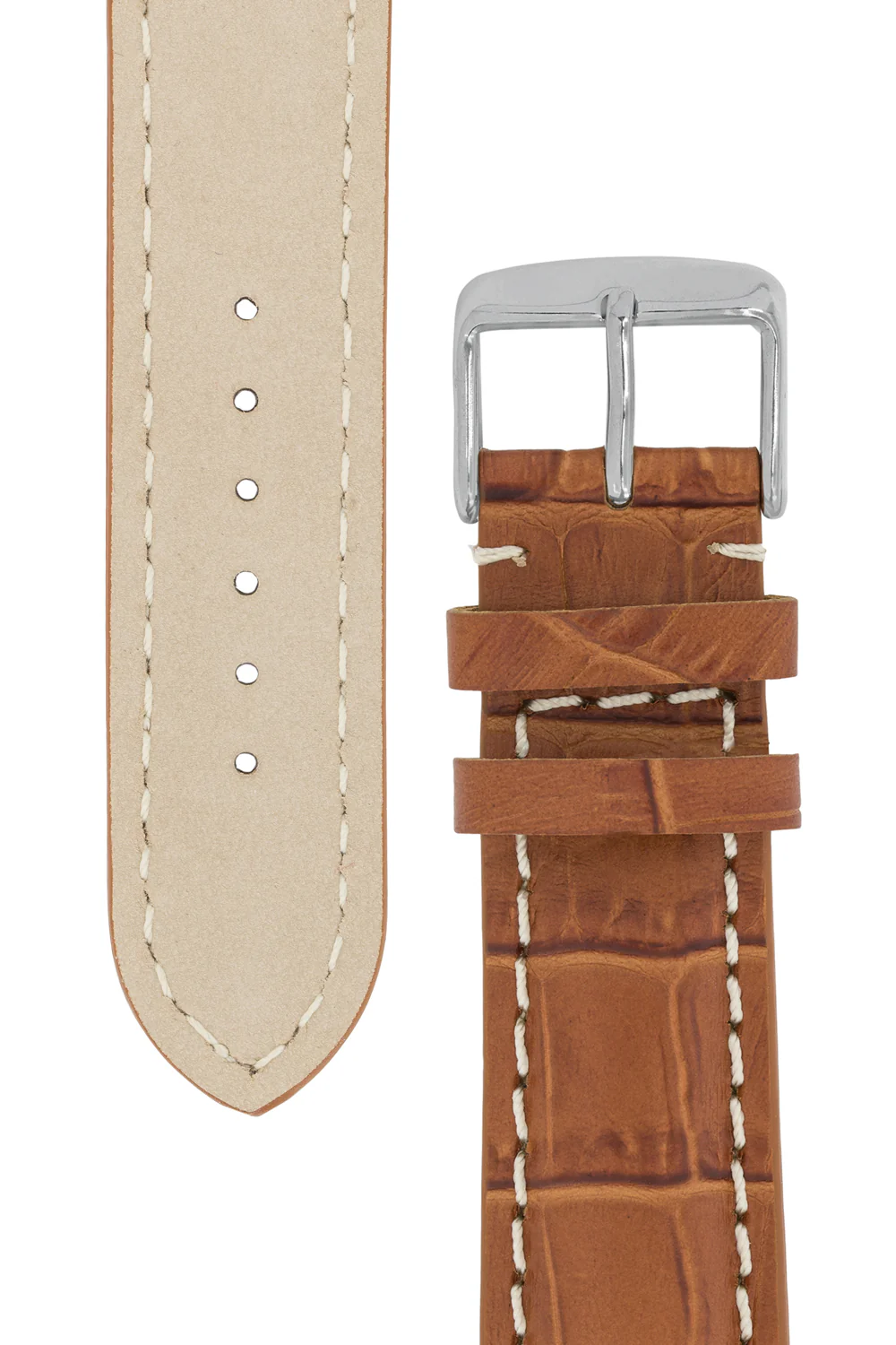 Breitling-Style Alligator-Embossed Watch Strap & Buckle Brown - Image 3