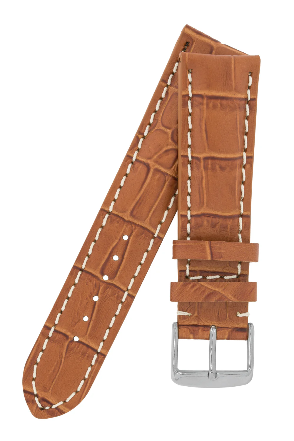 Breitling-Style Alligator-Embossed Watch Strap & Buckle Brown - Image 4