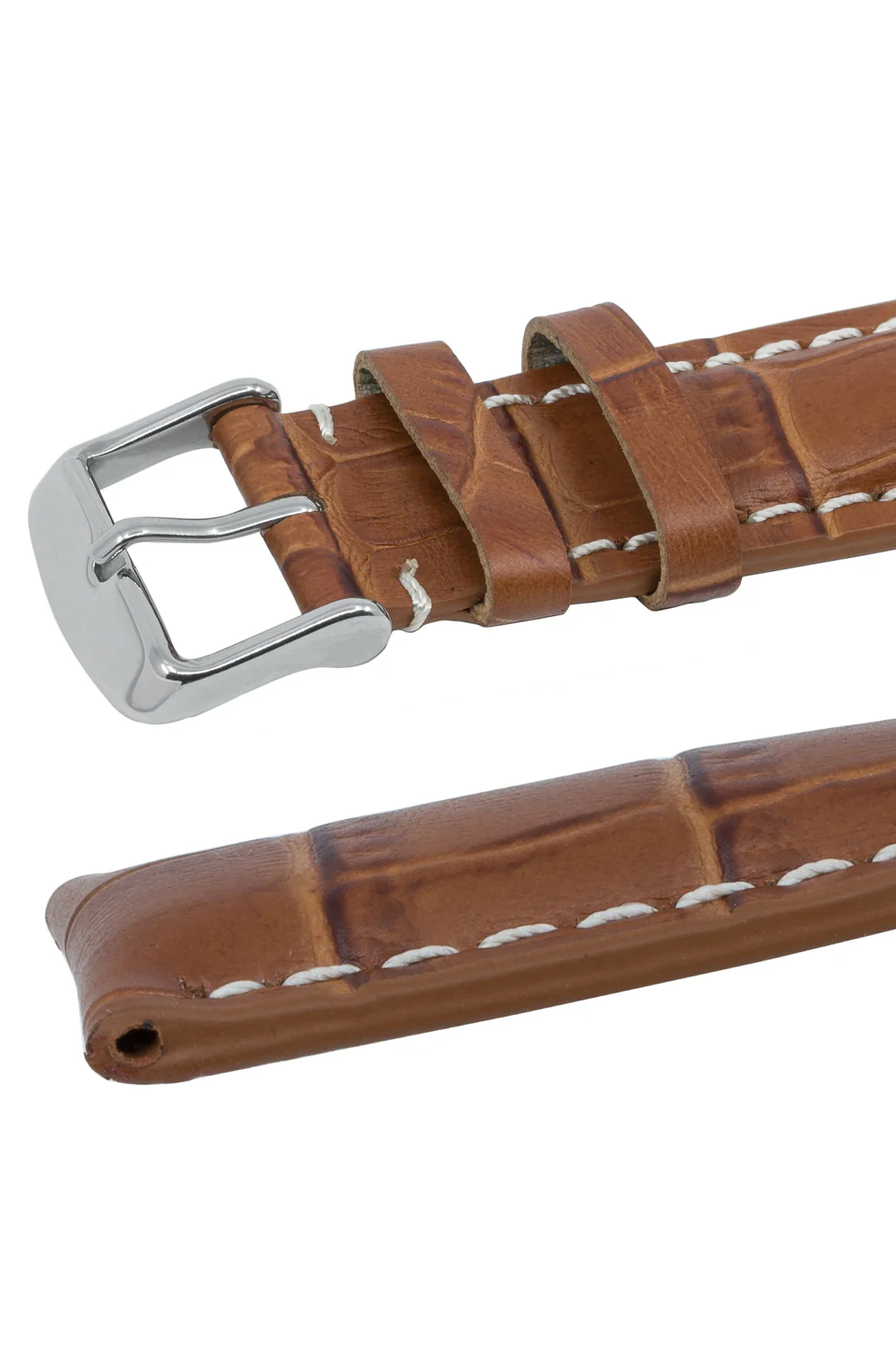 Breitling-Style Alligator-Embossed Watch Strap & Buckle Brown - Image 5
