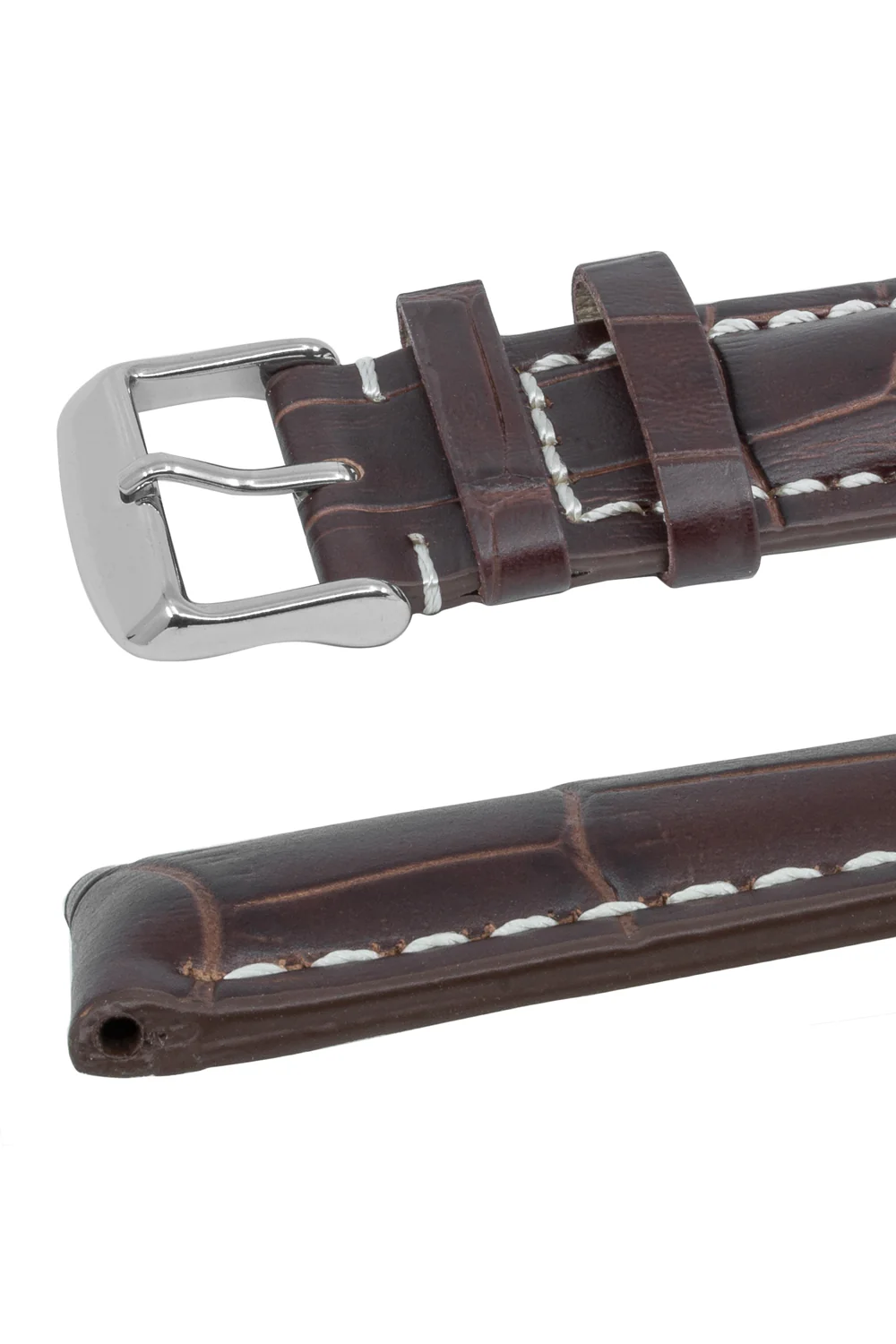 Breitling-Style Alligator-Embossed Watch Strap & Buckle Tabac - Image 5