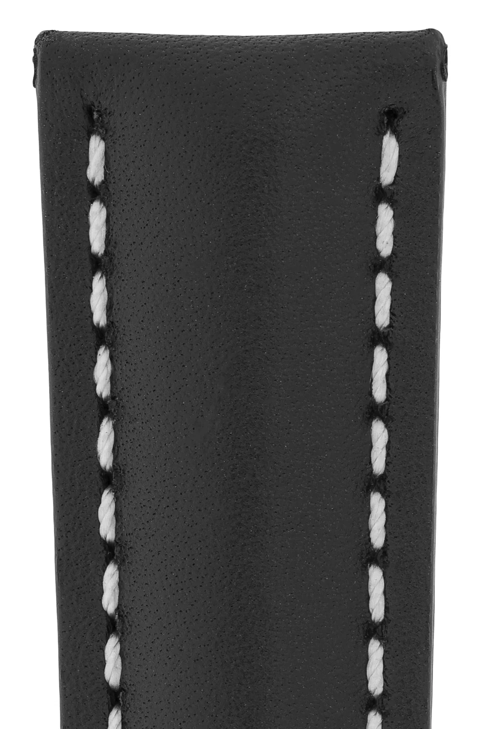 Breitling-Style Calf Leather Watch Strap and Buckle in BLACK - Image 2