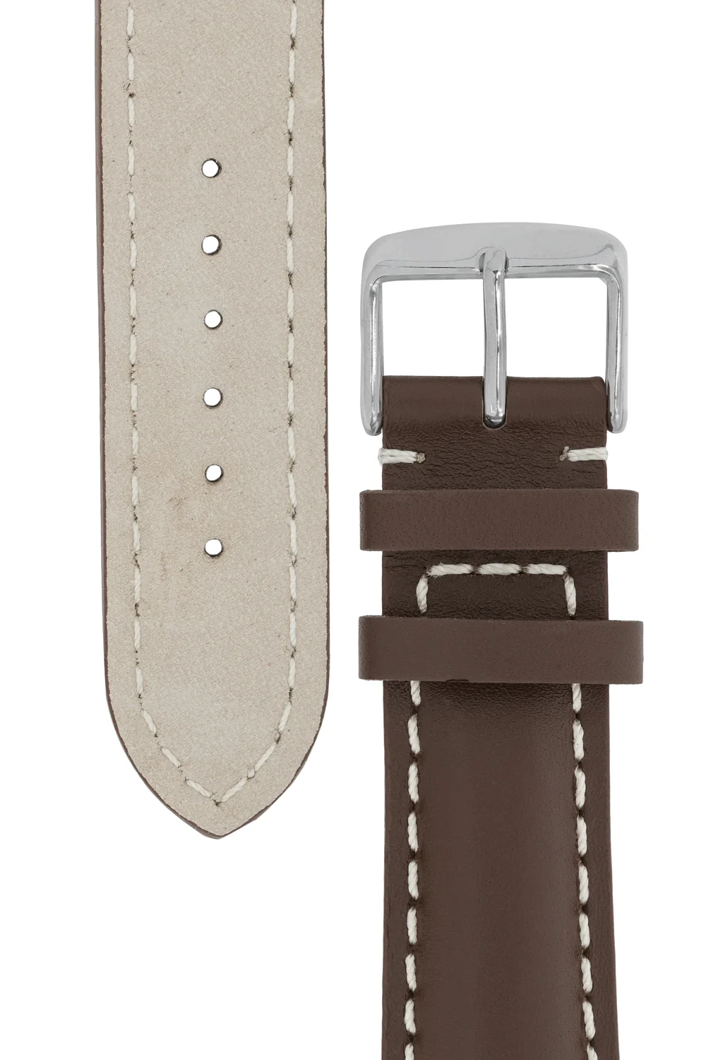 Breitling-Style Calf Leather Watch Strap & Buckle Chocolate - Image 3